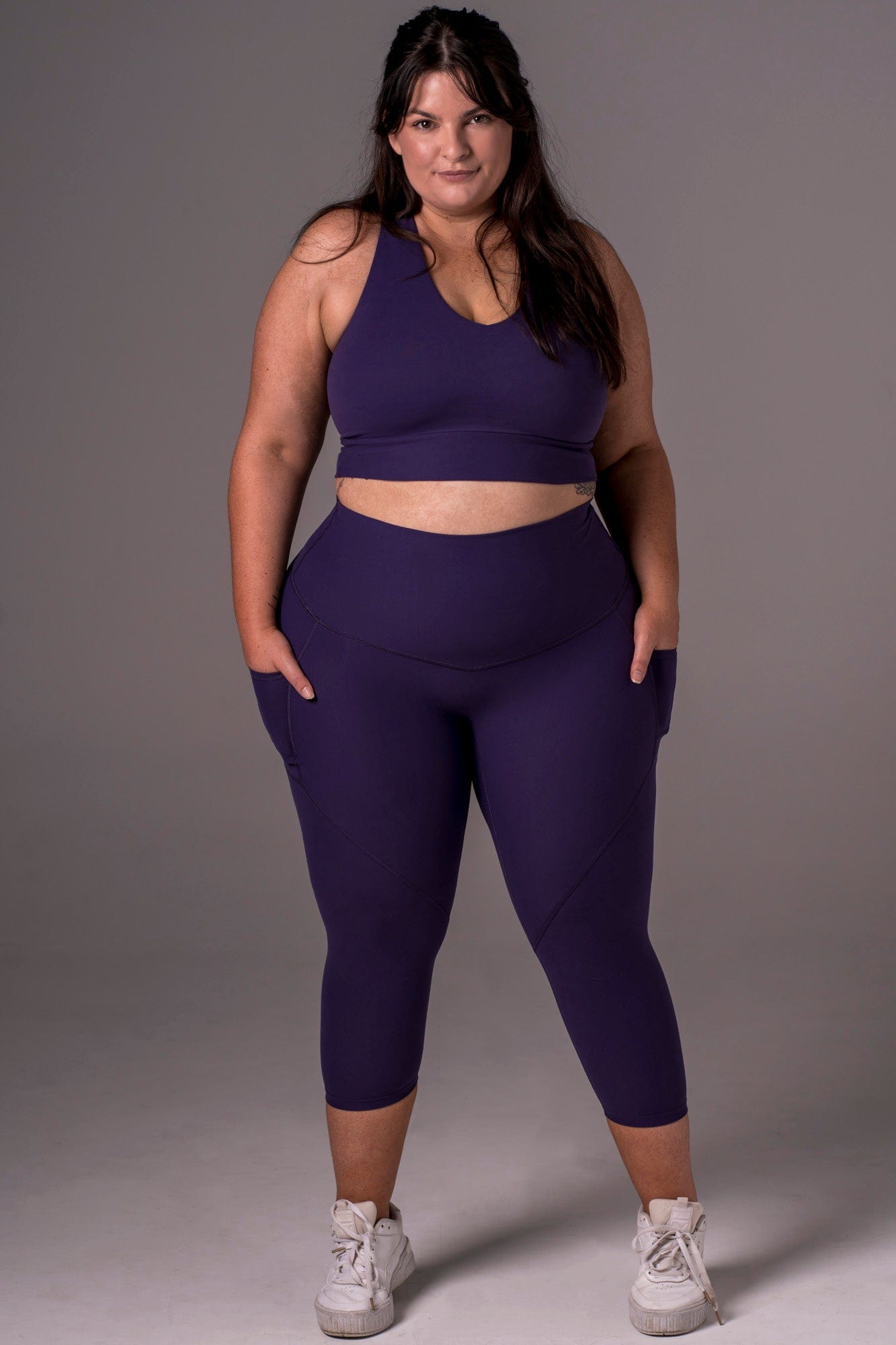 Amethyst Dynamic High Waisted Pocket Shaper Capri Leggings