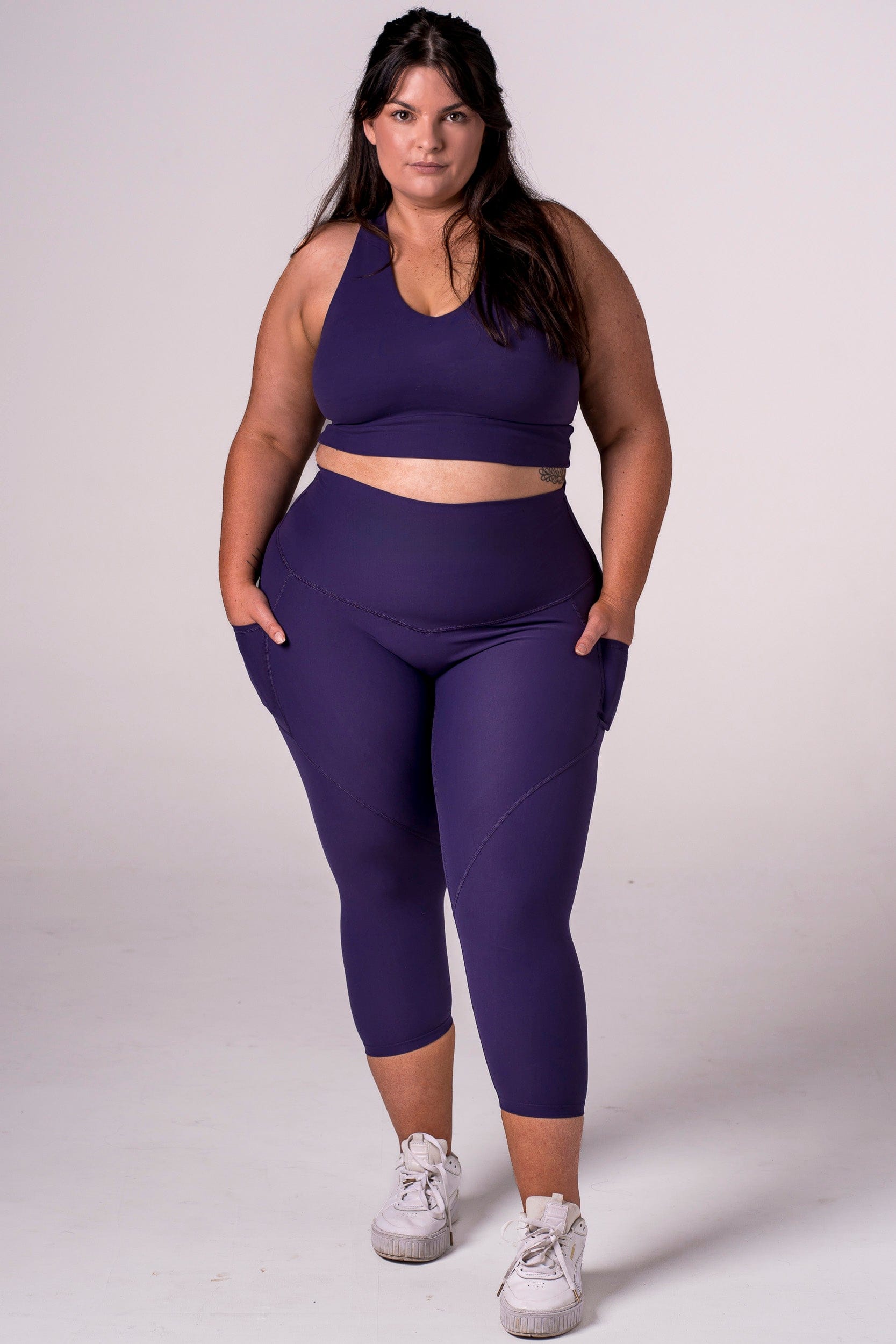 Amethyst Dynamic High Waisted Pocket Shaper Capri Leggings