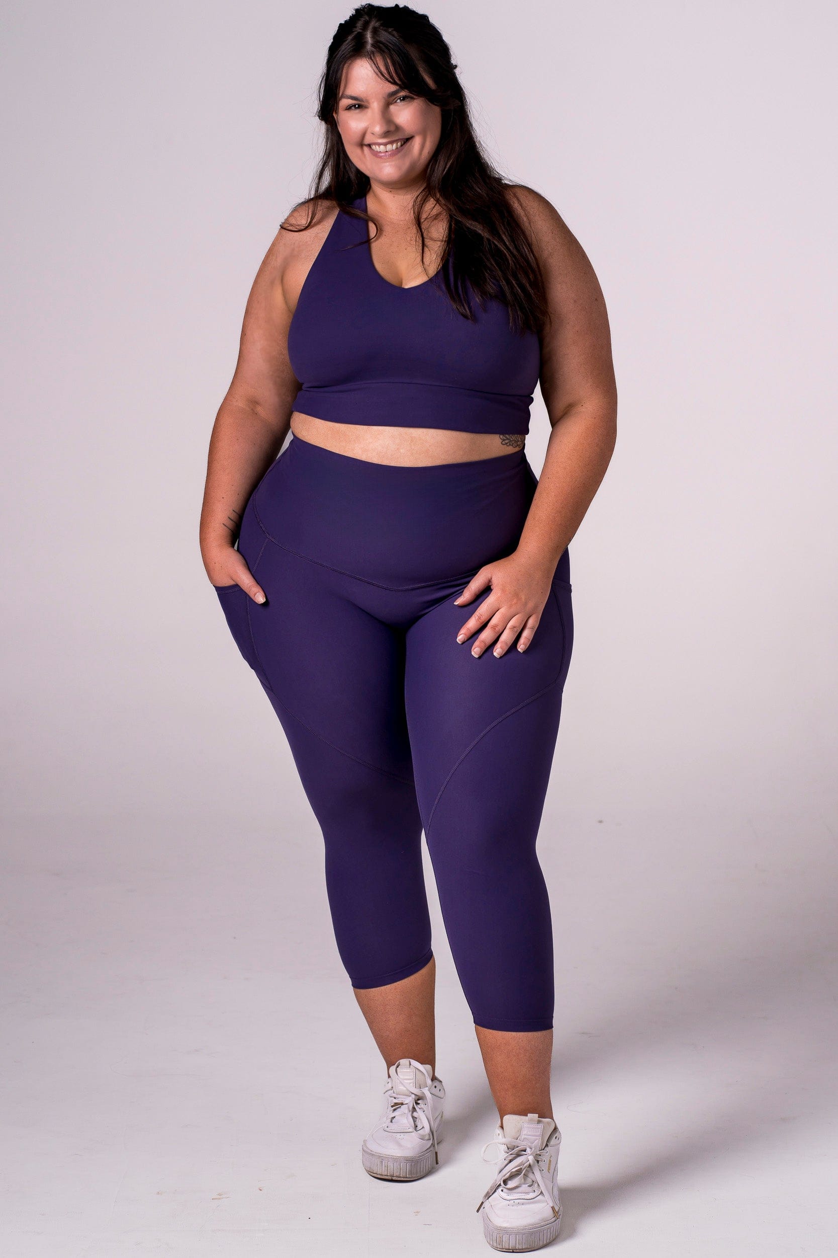 Amethyst Dynamic High Waisted Pocket Shaper Capri Leggings