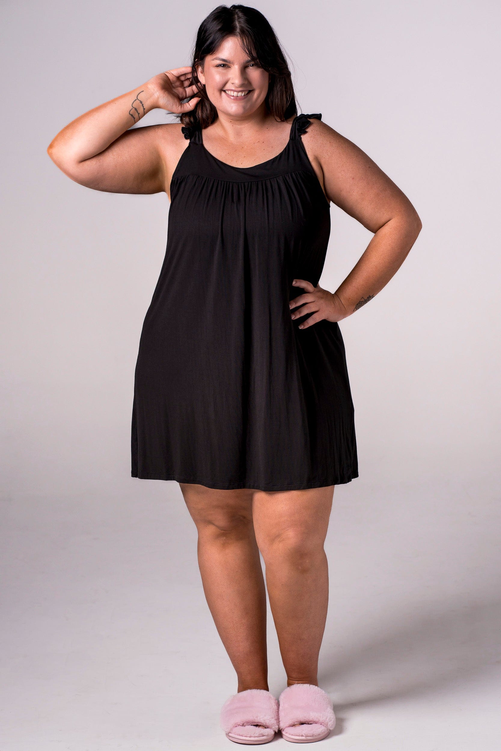 Black Bamboo Pyjama Dress