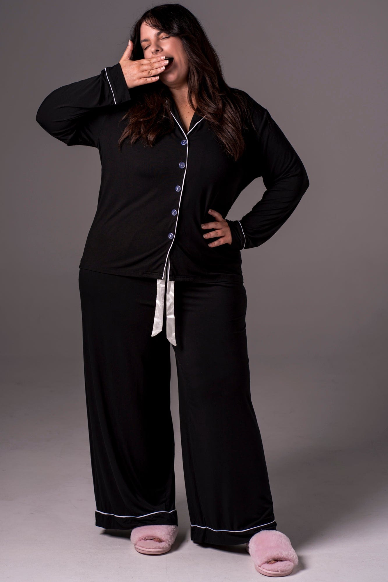 Black Bamboo Pyjama Long Set