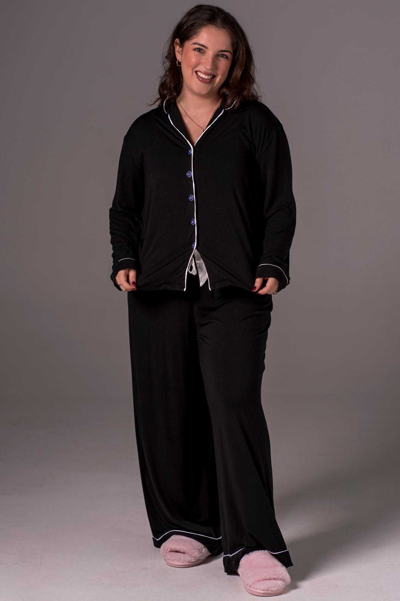 Black Bamboo Pyjama Long Set