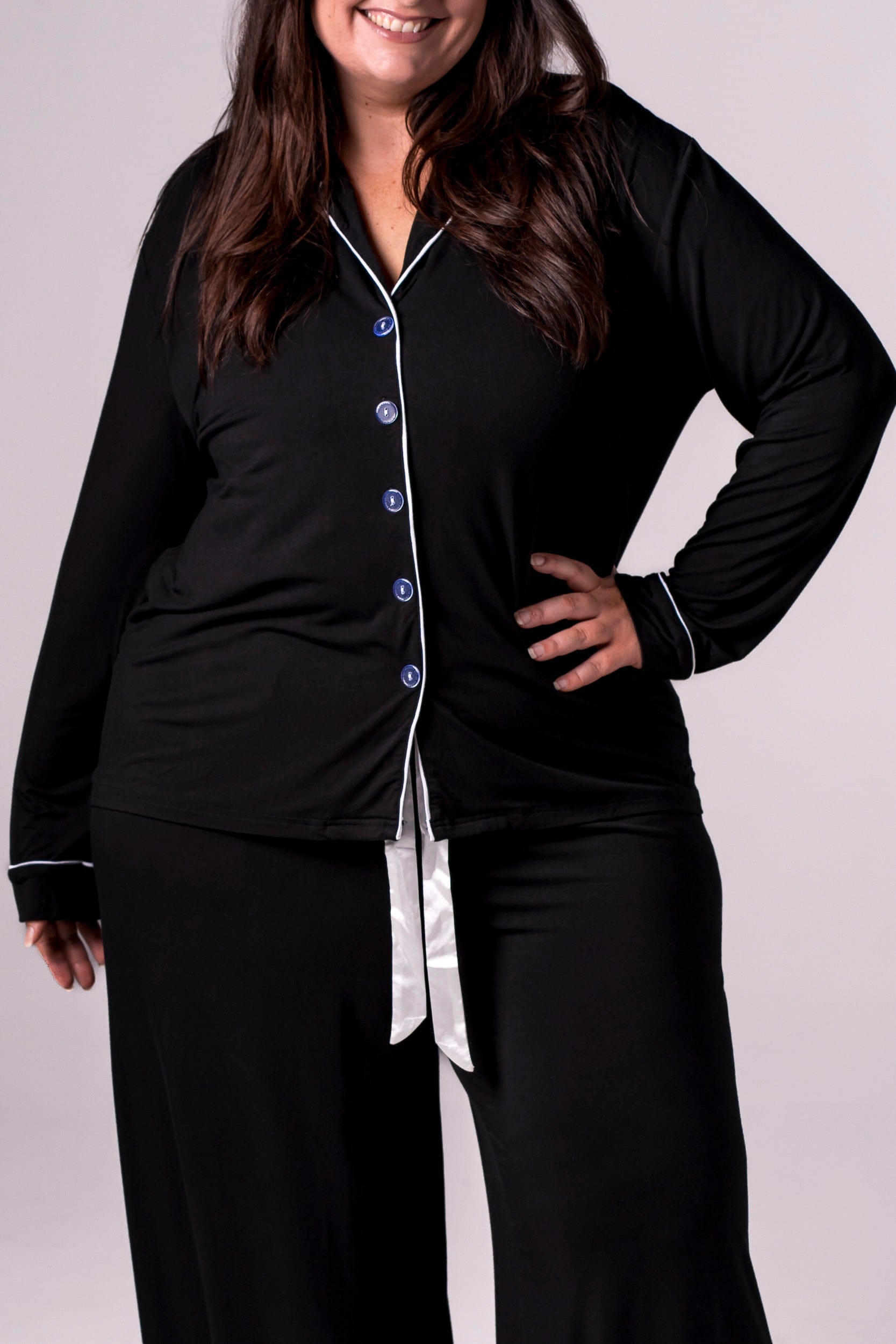 Black Bamboo Pyjama Long Set