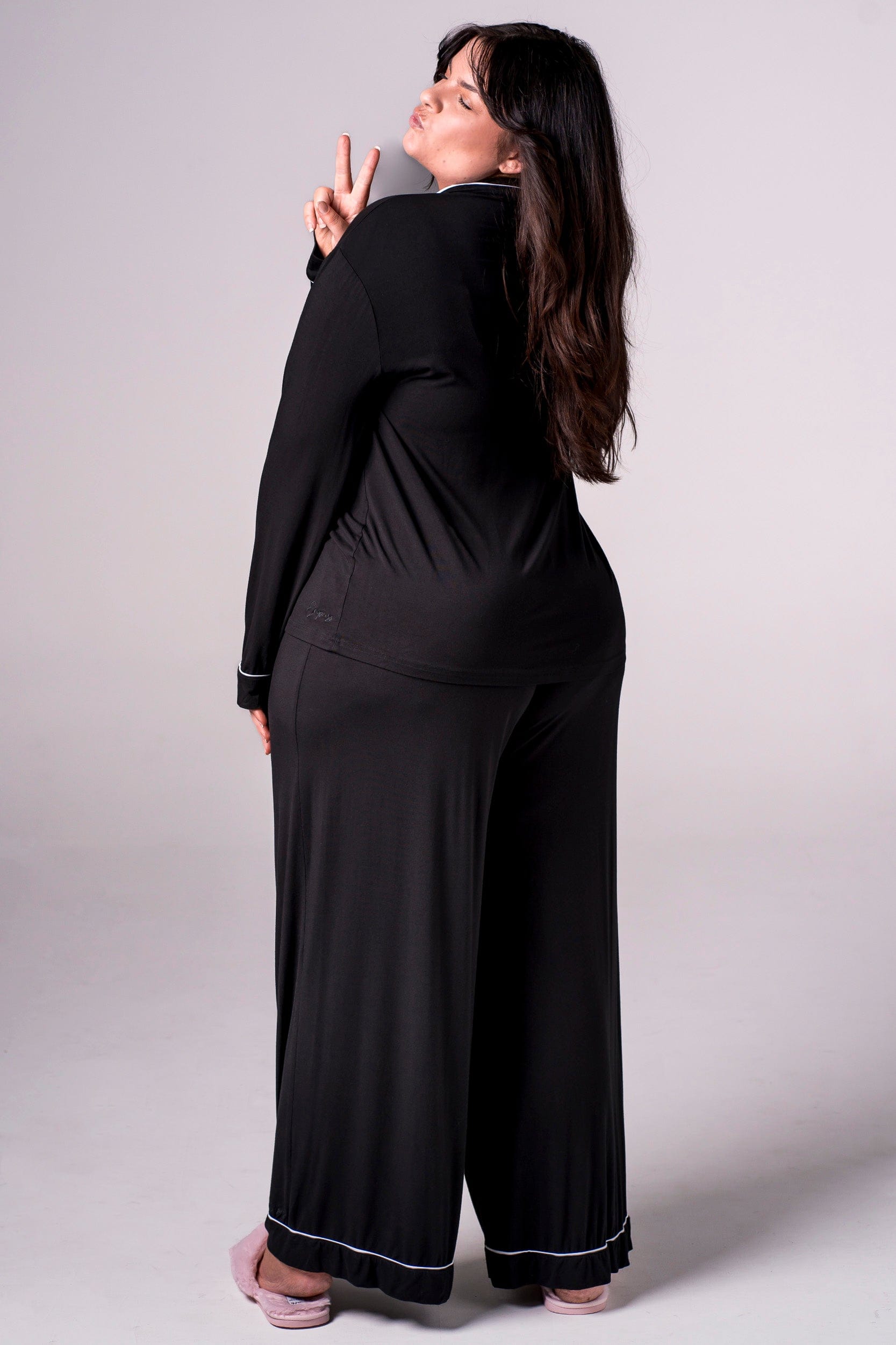 Black Bamboo Pyjama Long Set