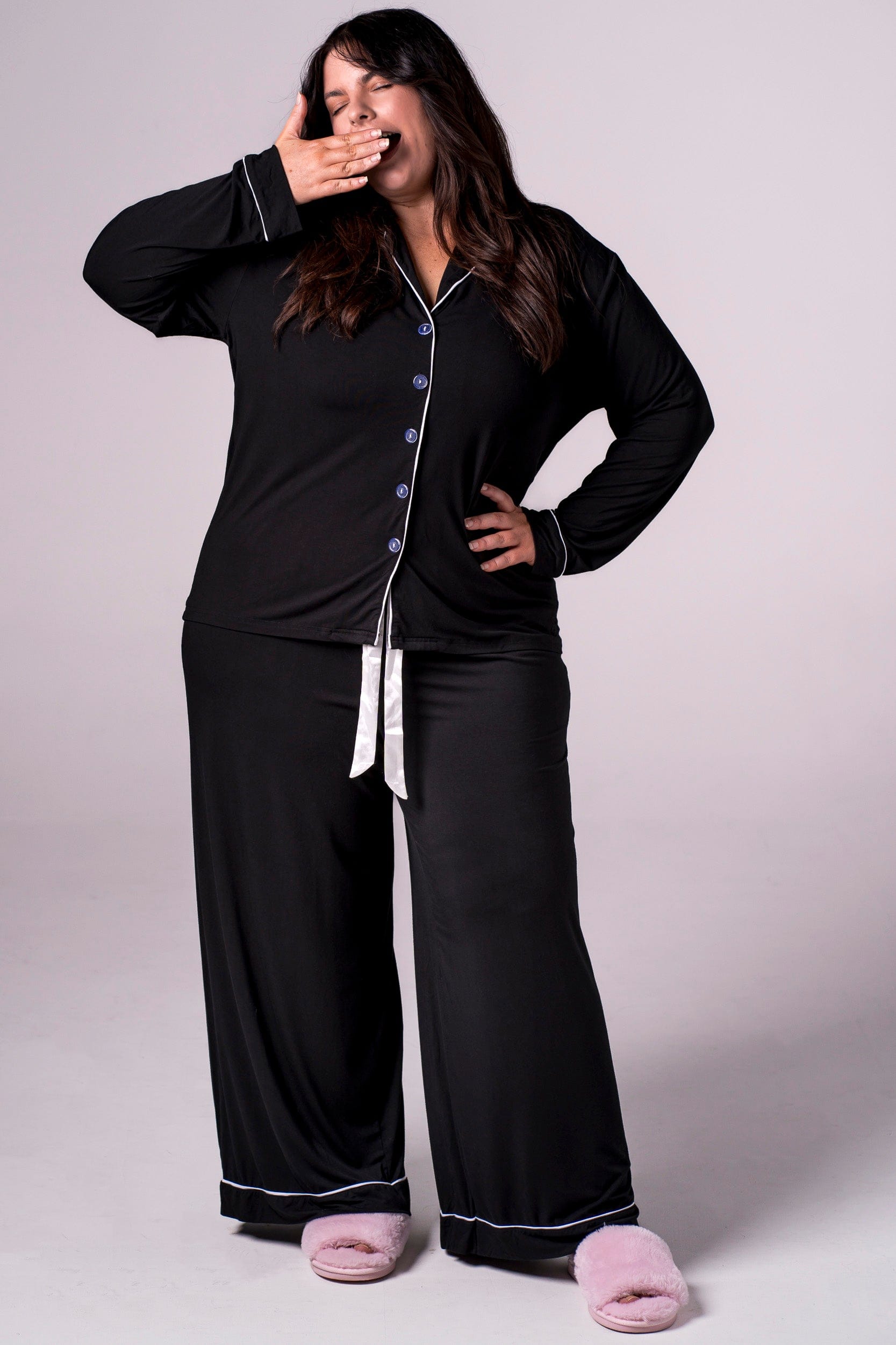 Black Bamboo Pyjama Long Set