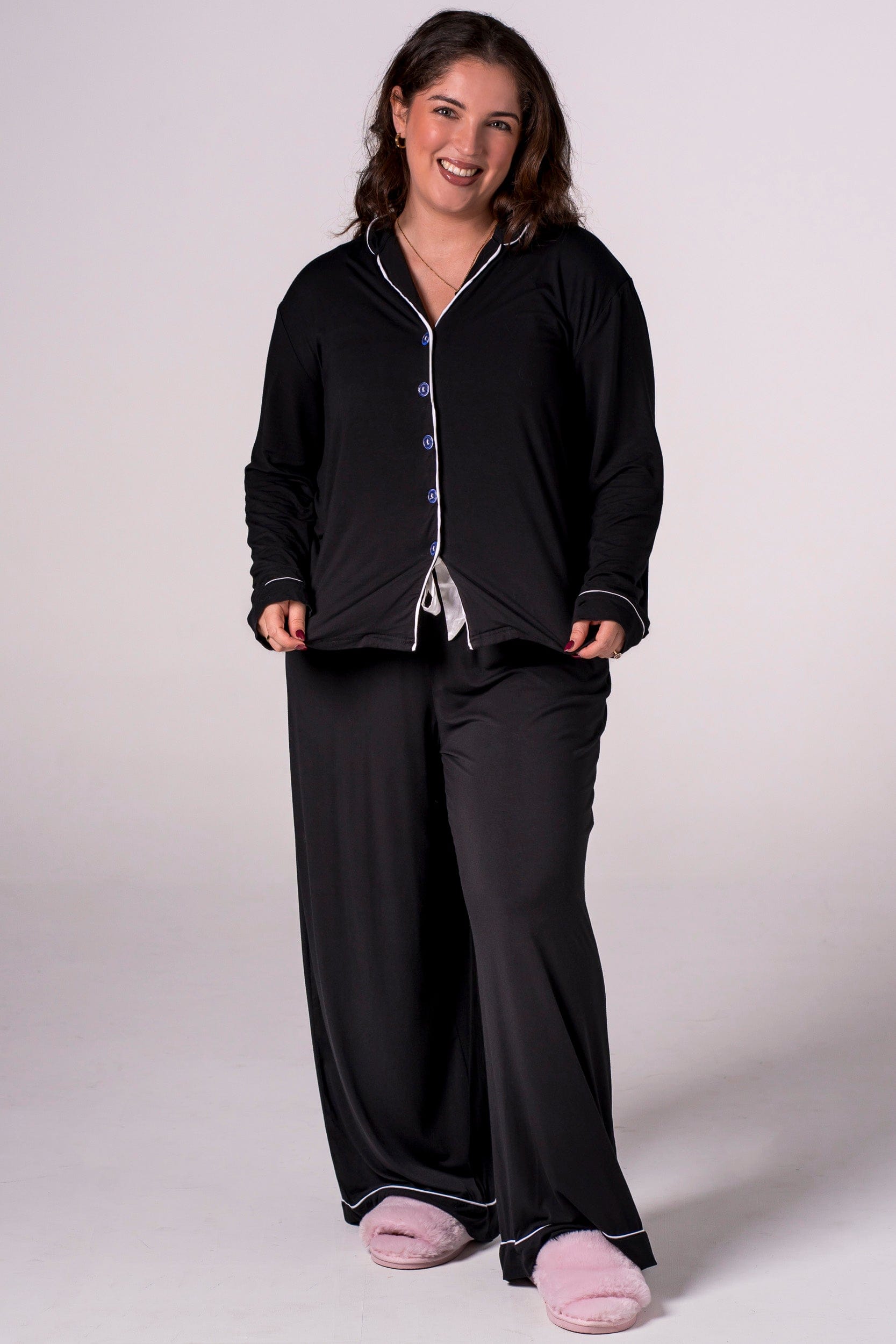 Black Bamboo Pyjama Long Set