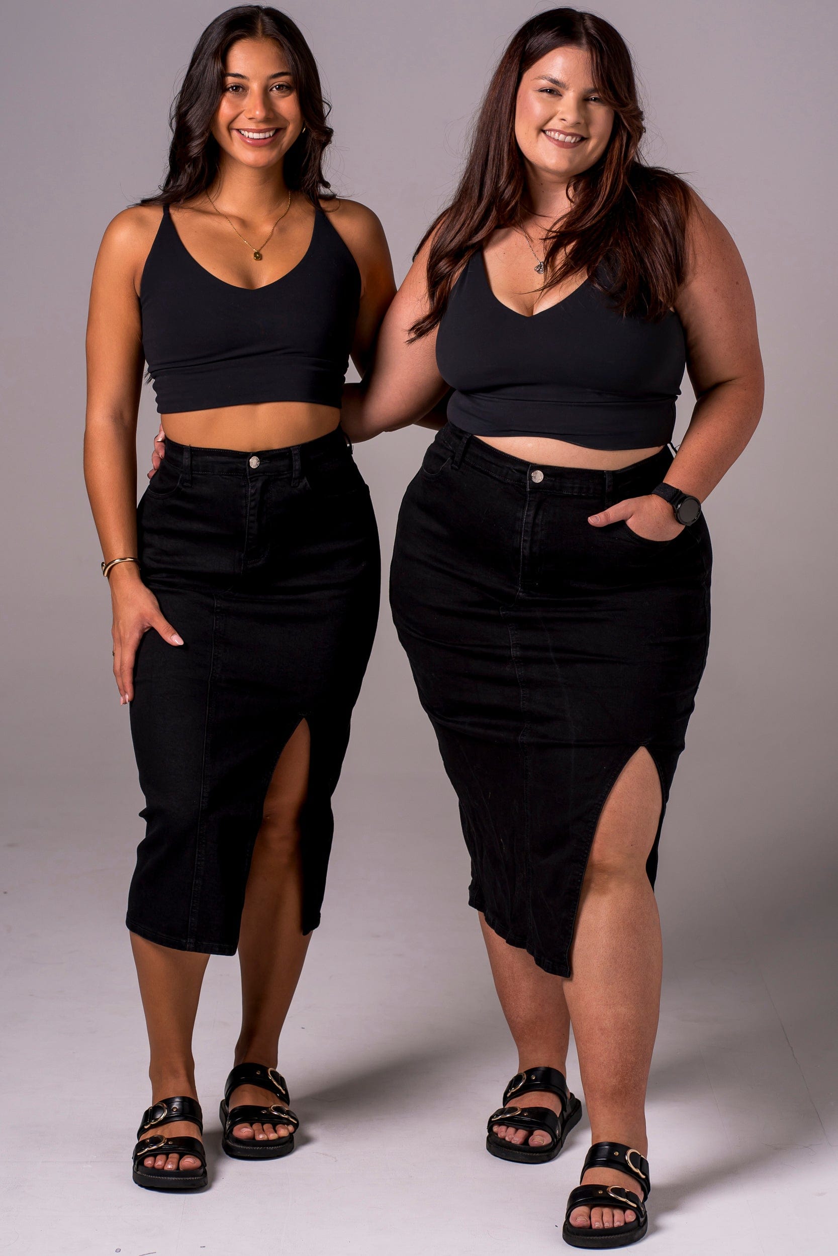 Denim Skirt Plus Size Black Pencil Skirt WOMEN Plus Size Calf