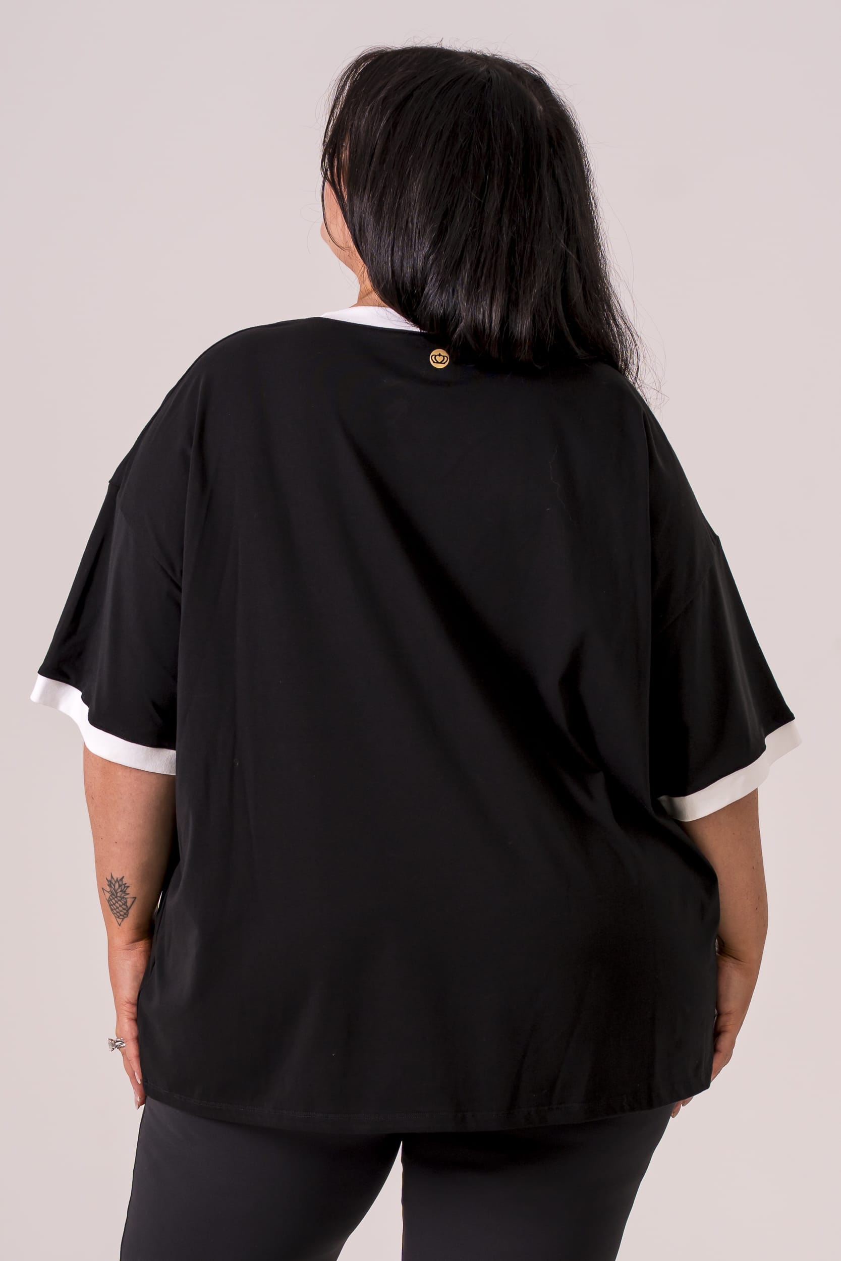 Black Duo V Neck Oversized T-Shirt