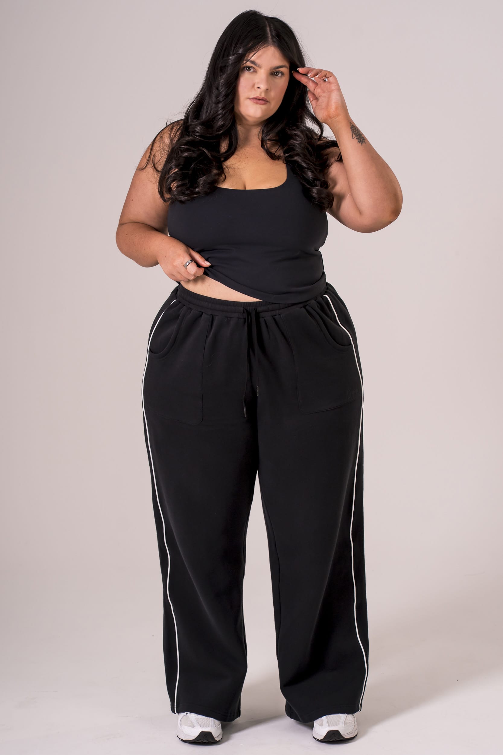 Black Duo Wide Leg Lounge Pants