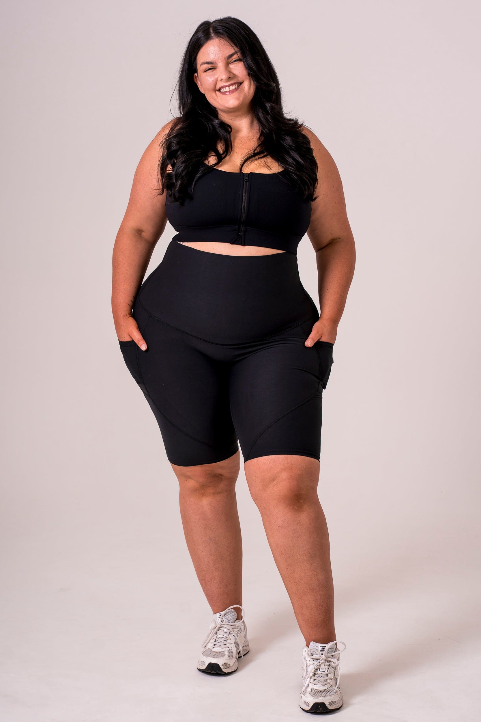 Black Dynamic Extra High Waisted Pocket Shaper Bike Shorts