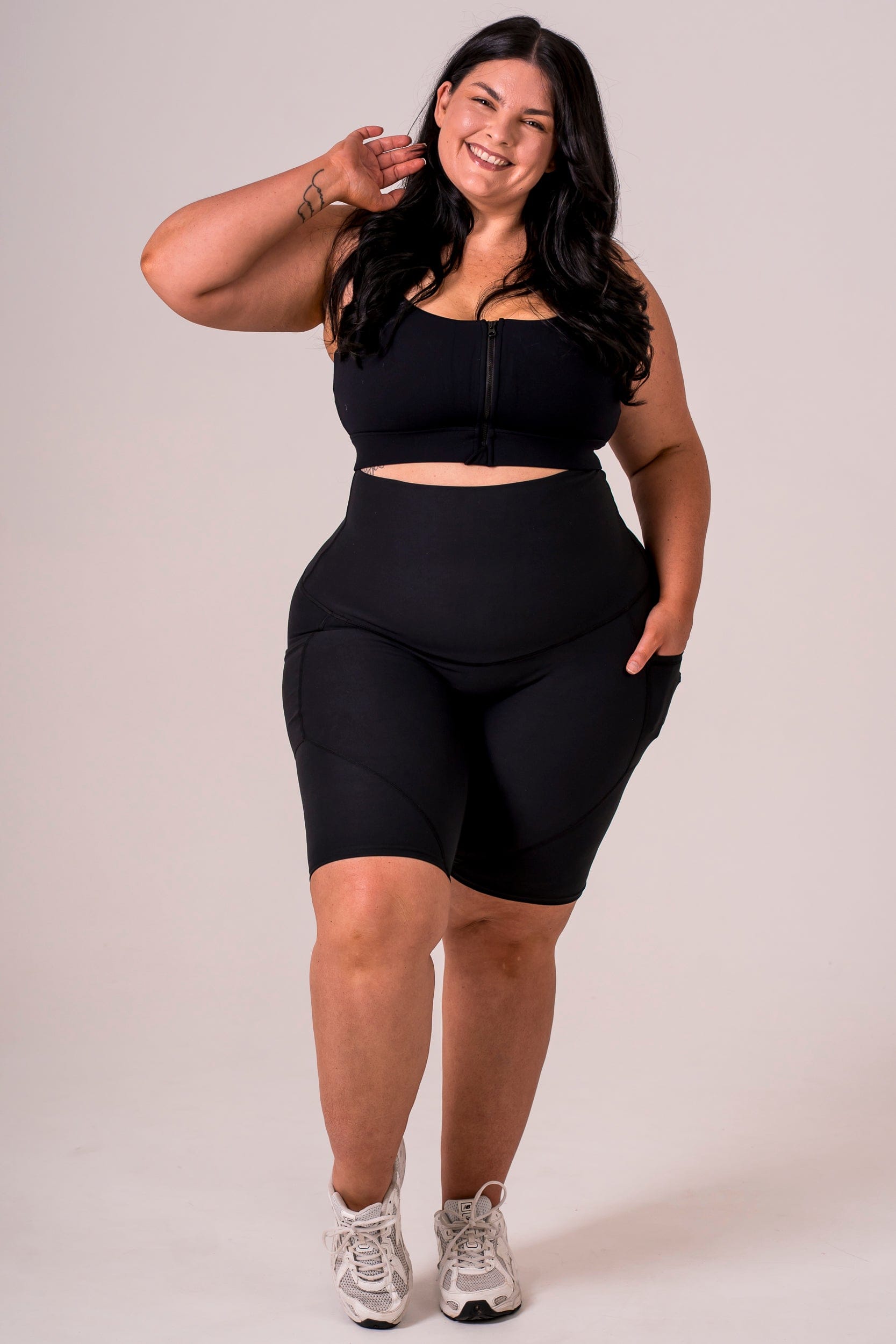 Black Dynamic Extra High Waisted Pocket Shaper Bike Shorts