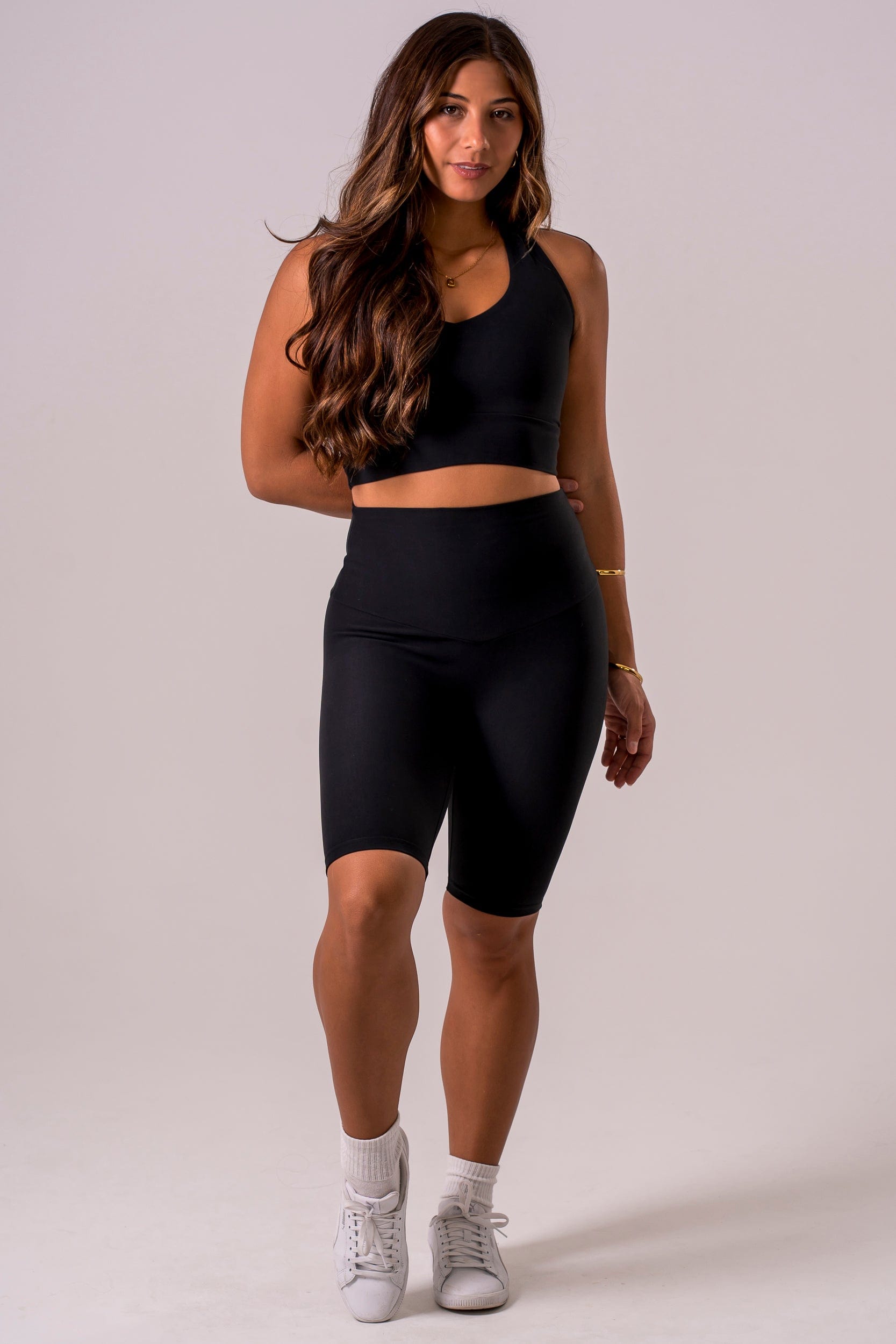 Black Dynamic High Waisted Bike Shorts