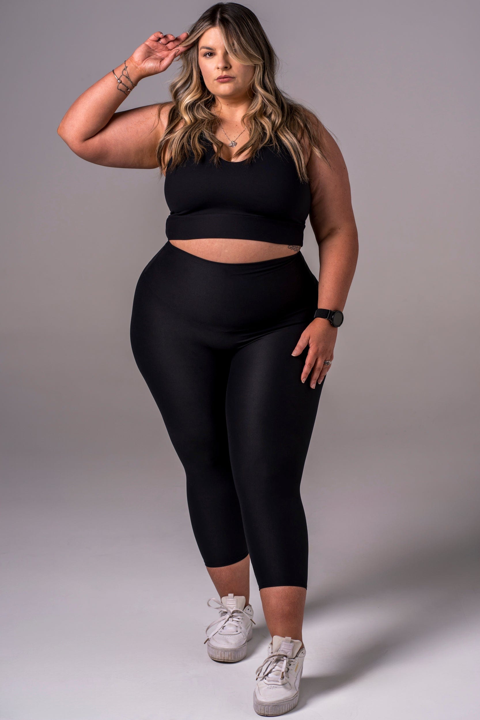 Black Dynamic High Waisted Capri Leggings