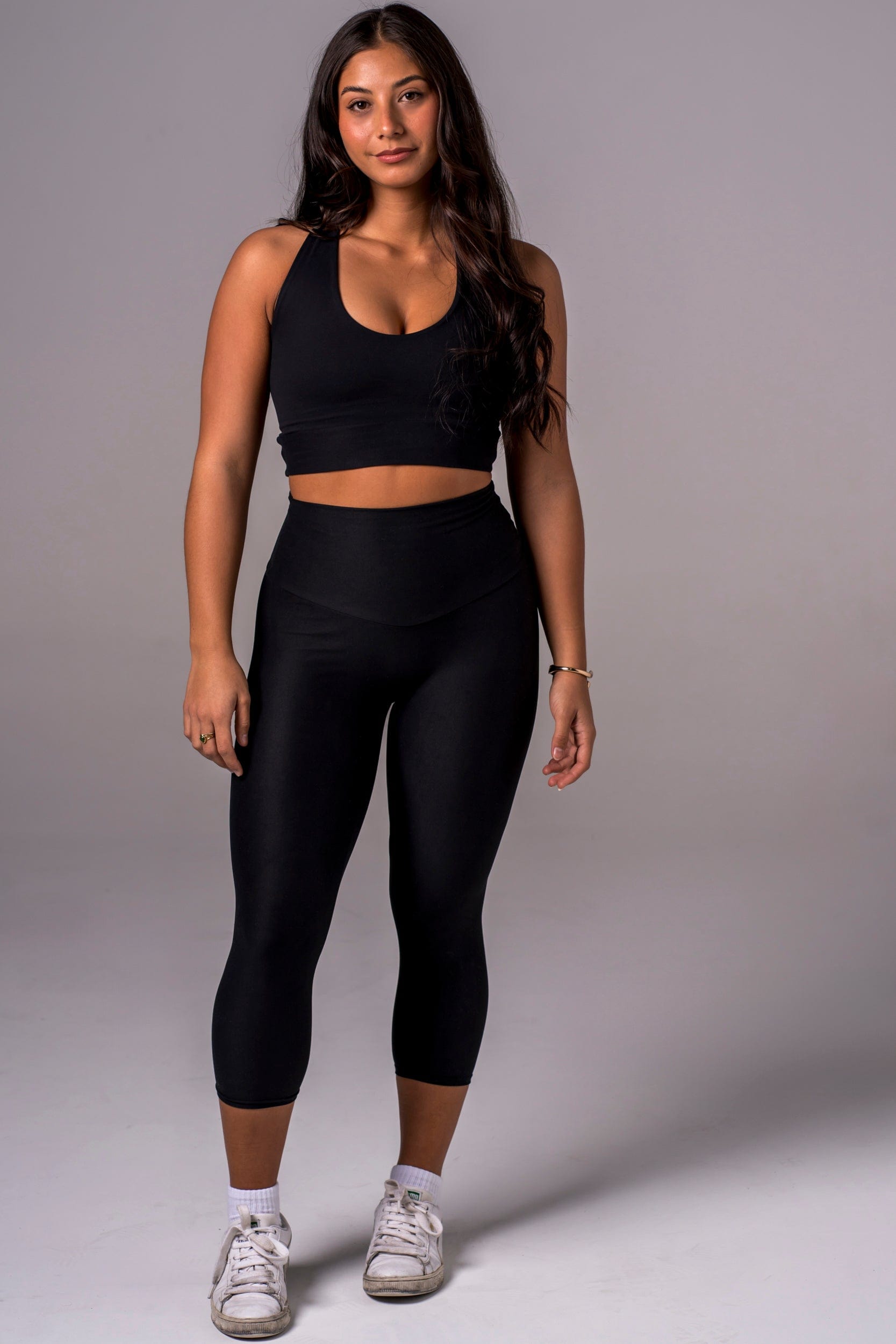 Black Dynamic High Waisted Capri Leggings