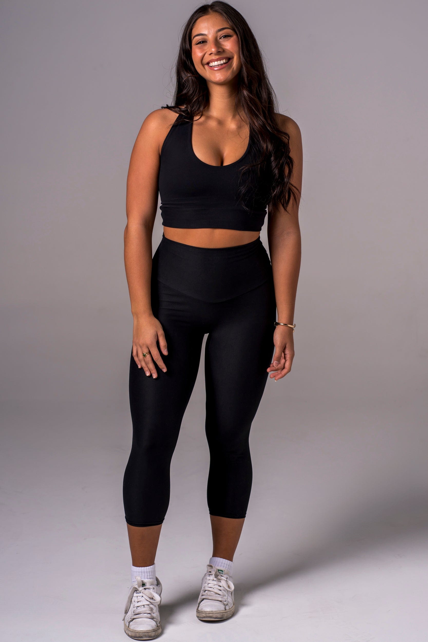 Black Dynamic High Waisted Capri Leggings