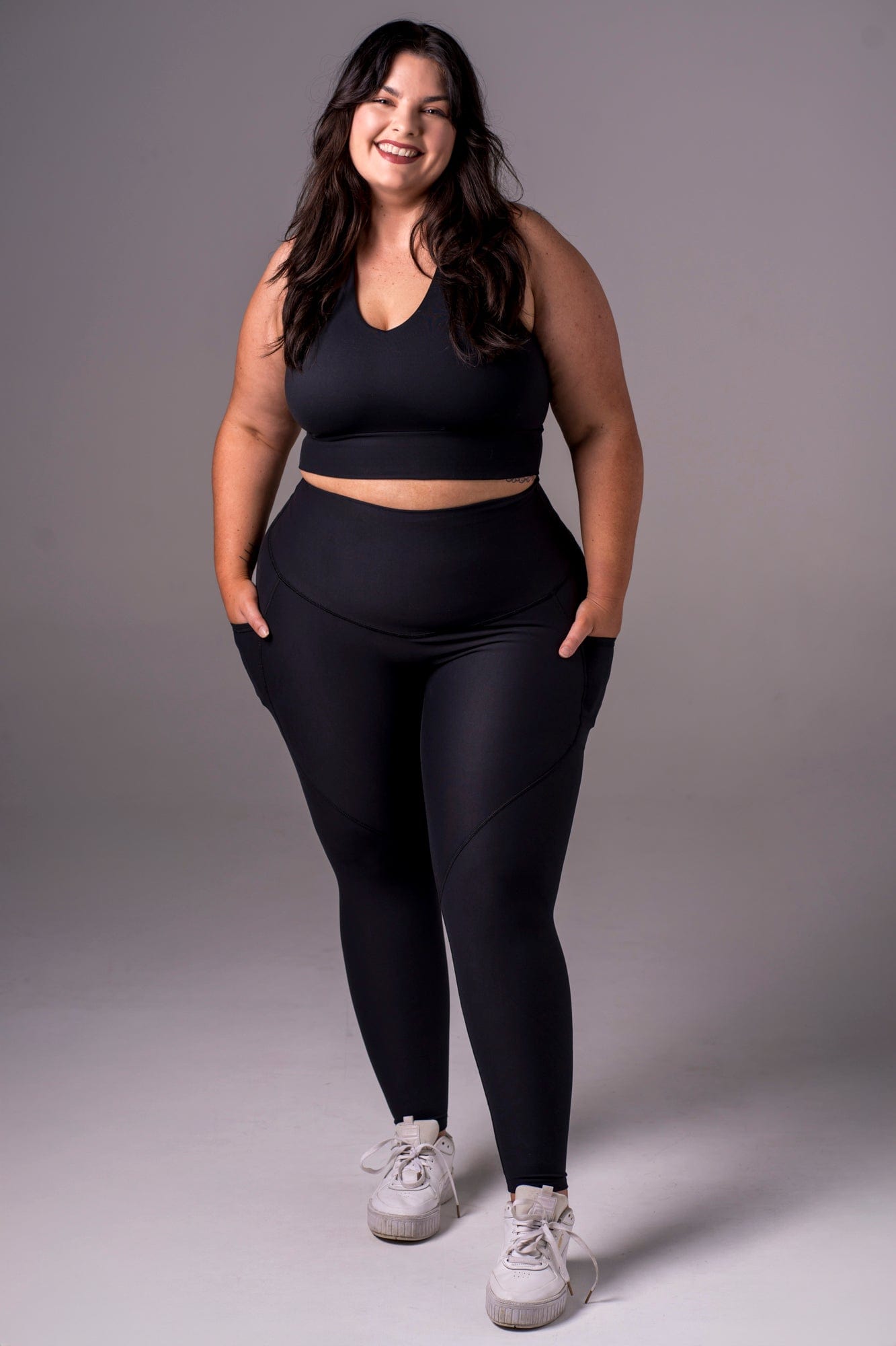 Black Dynamic High Waisted Pocket Shaper Ankle Biter Leggings