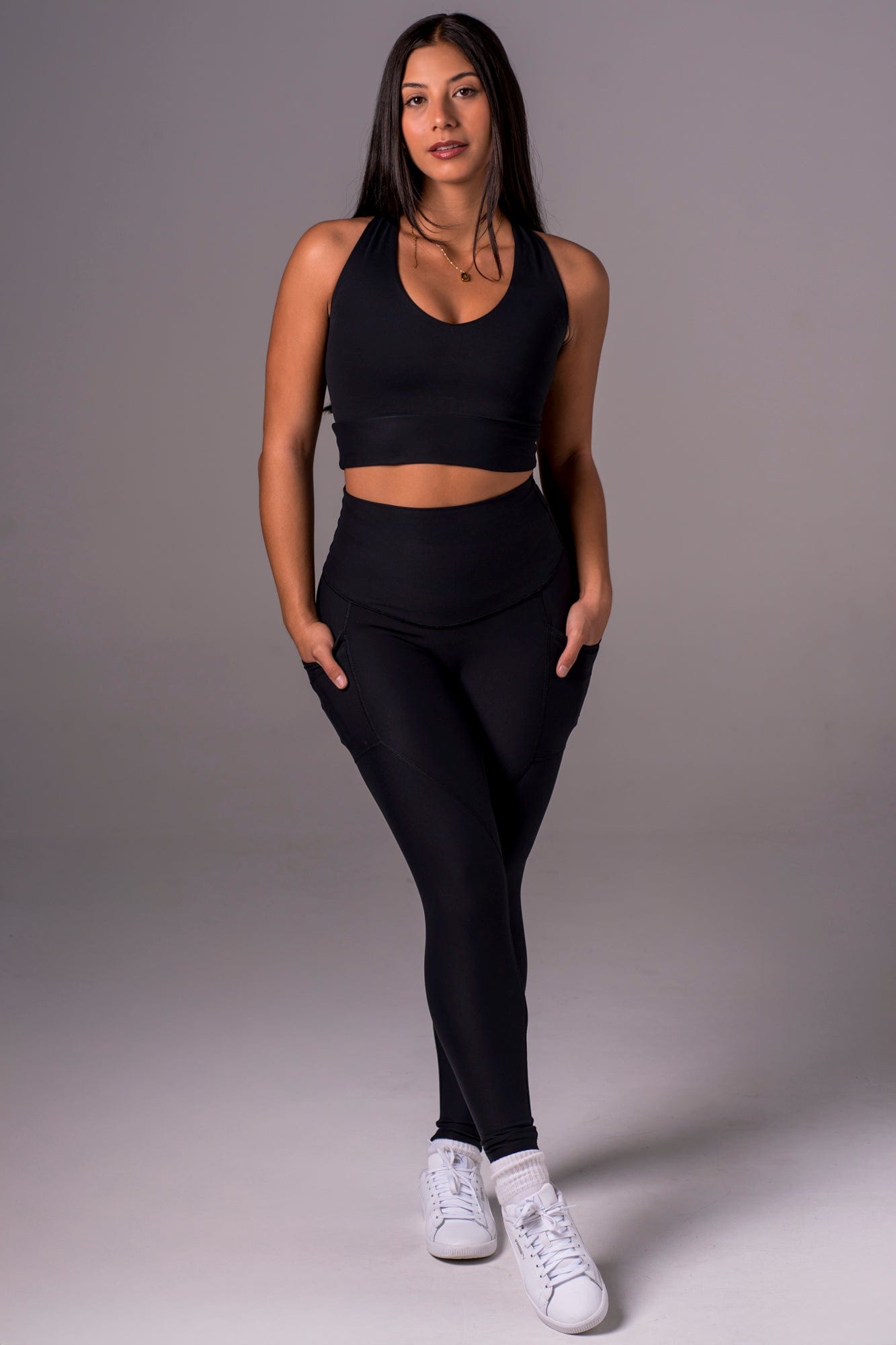 Black Dynamic High Waisted Pocket Shaper Ankle Biter Leggings