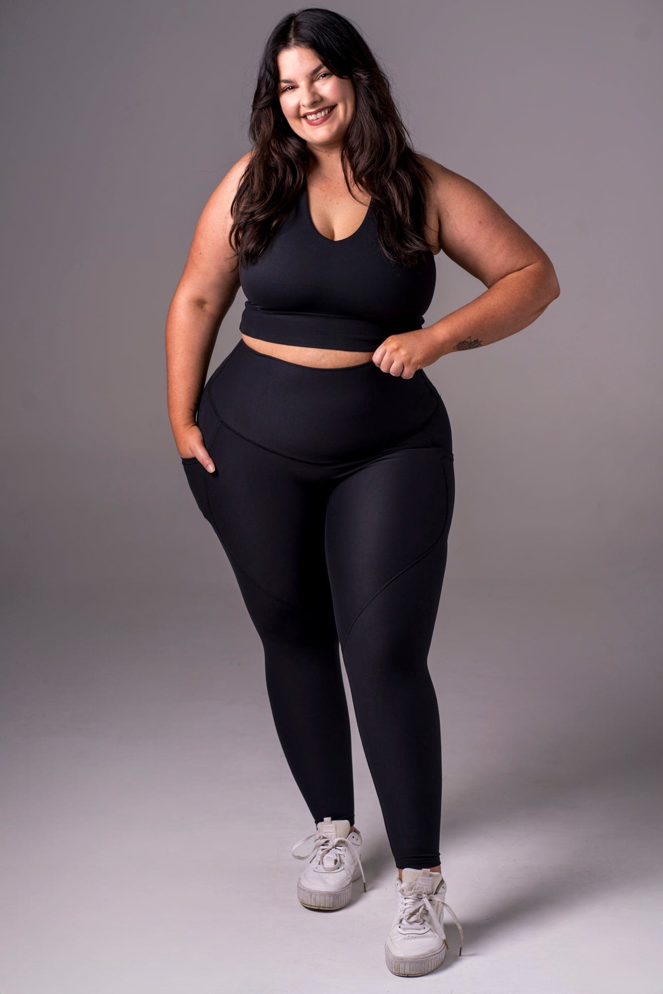 Black Dynamic High Waisted Pocket Shaper Ankle Biter Leggings