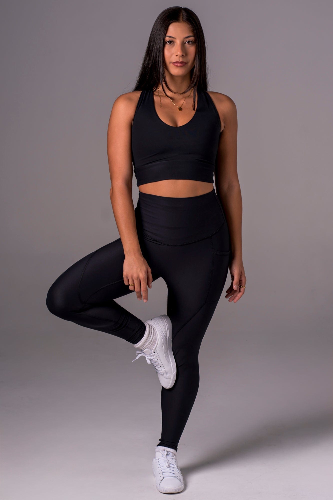 Black Dynamic High Waisted Pocket Shaper Ankle Biter Leggings