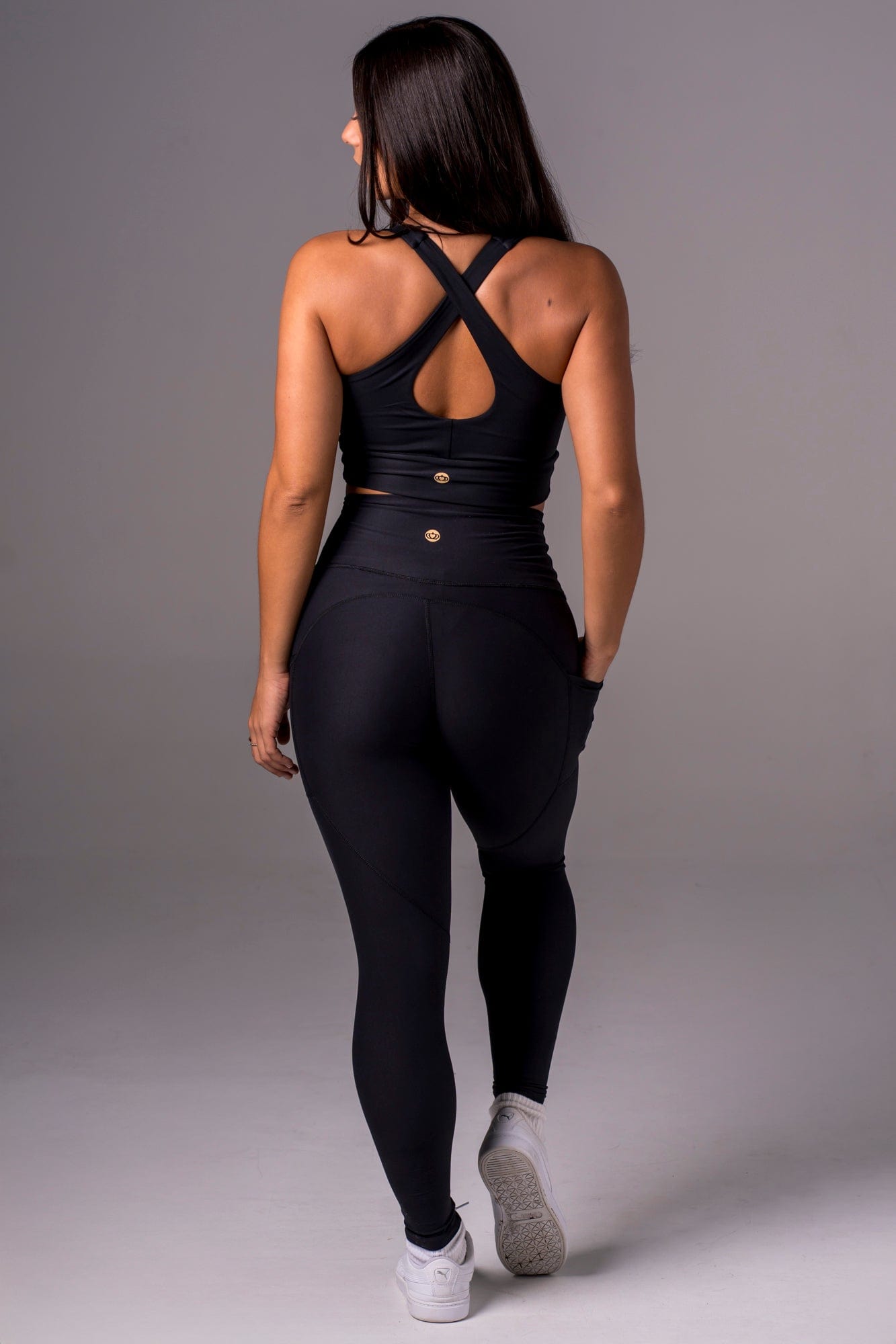 Black Dynamic High Waisted Pocket Shaper Ankle Biter Leggings