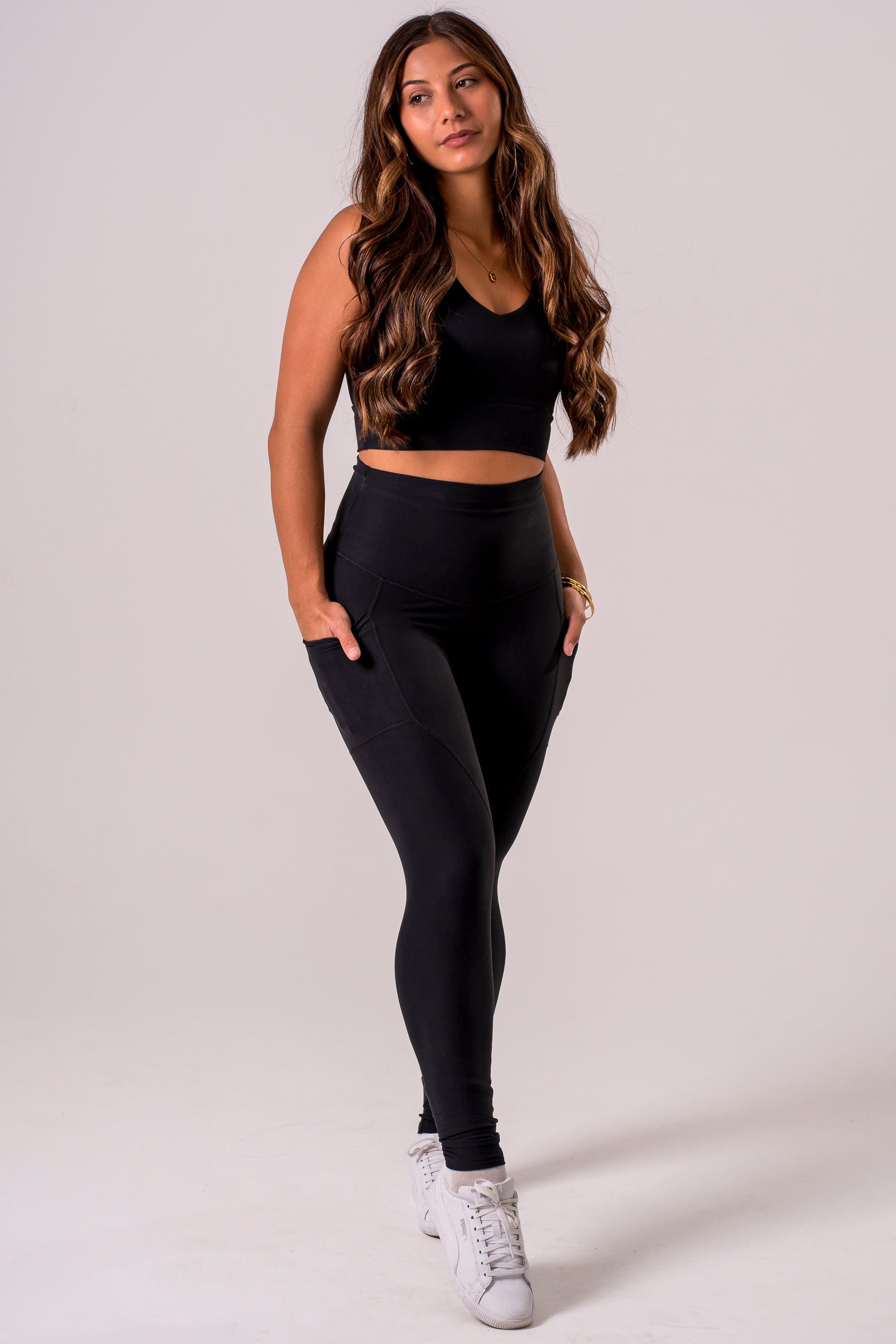 Black Dynamic High Waisted Pocket Shaper Ankle Biter Leggings