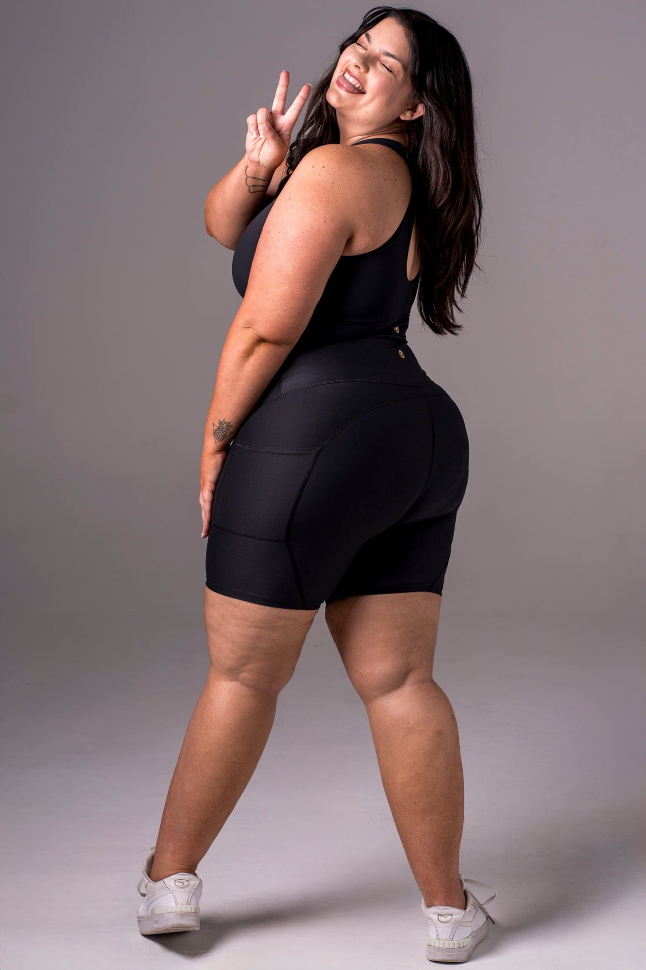 Black Dynamic High Waisted Pocket Shaper Booty Shorts