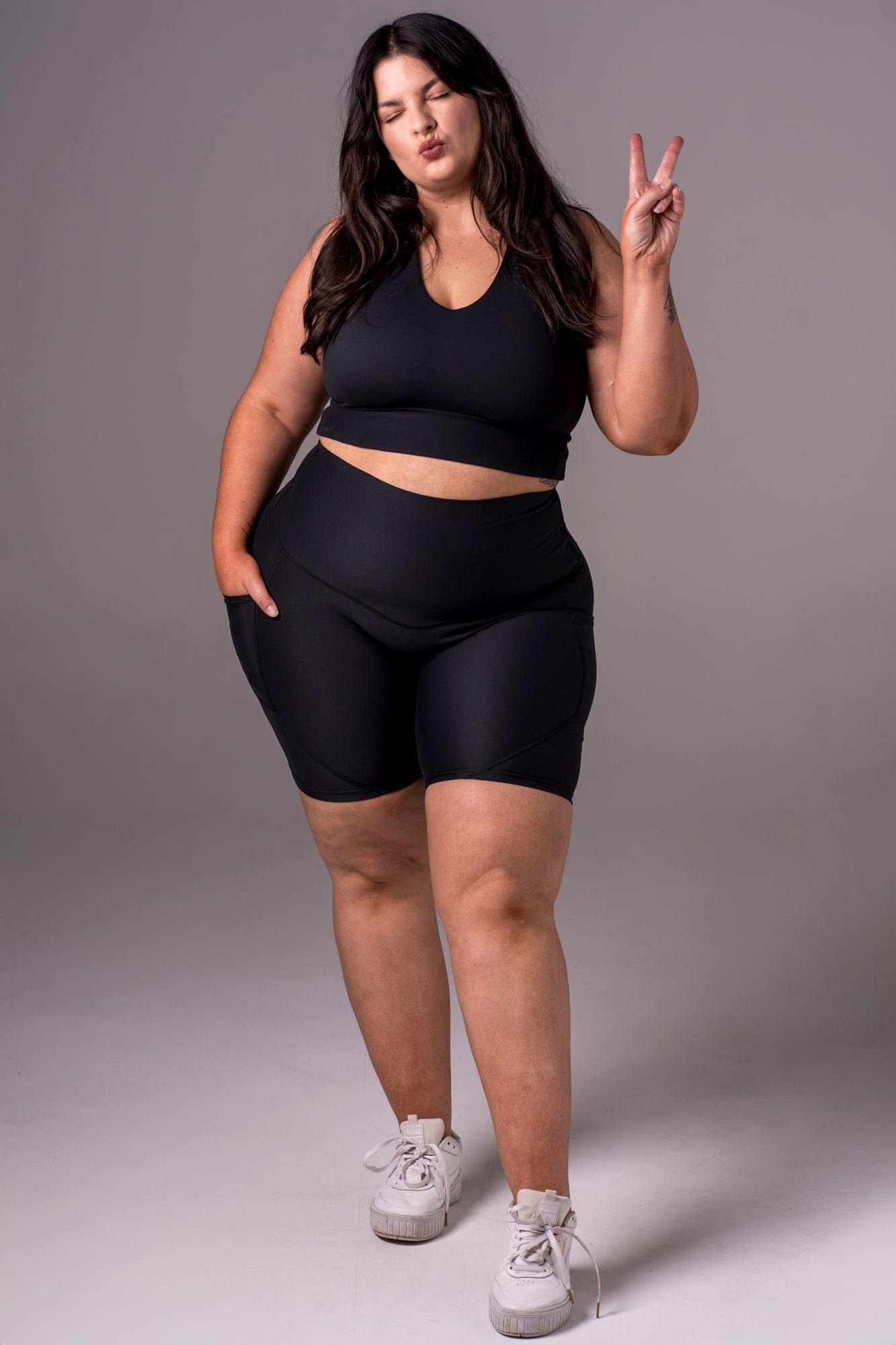 Black Dynamic High Waisted Pocket Shaper Booty Shorts