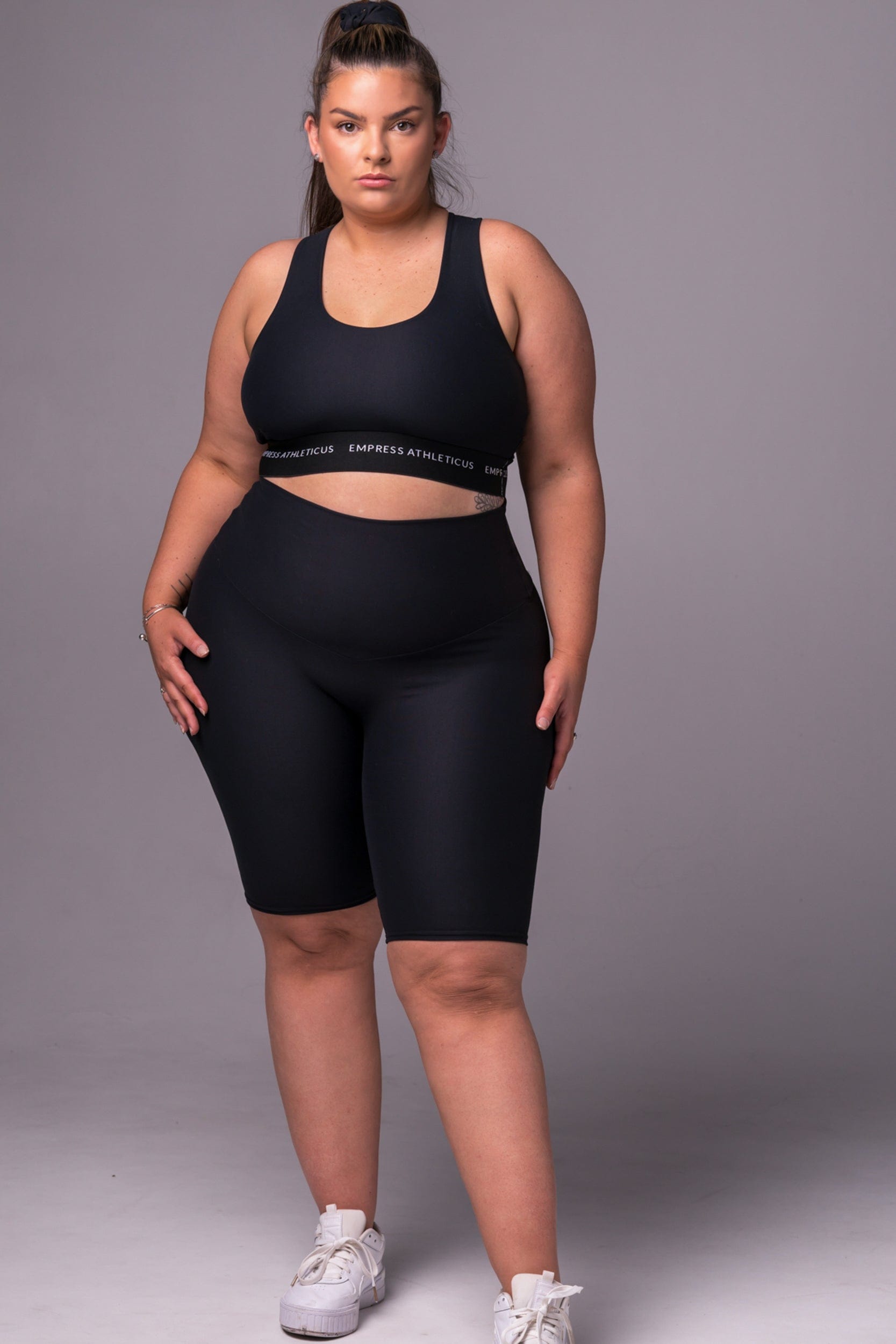 Black Dynamic High Waisted Seamless Front Bike Shorts