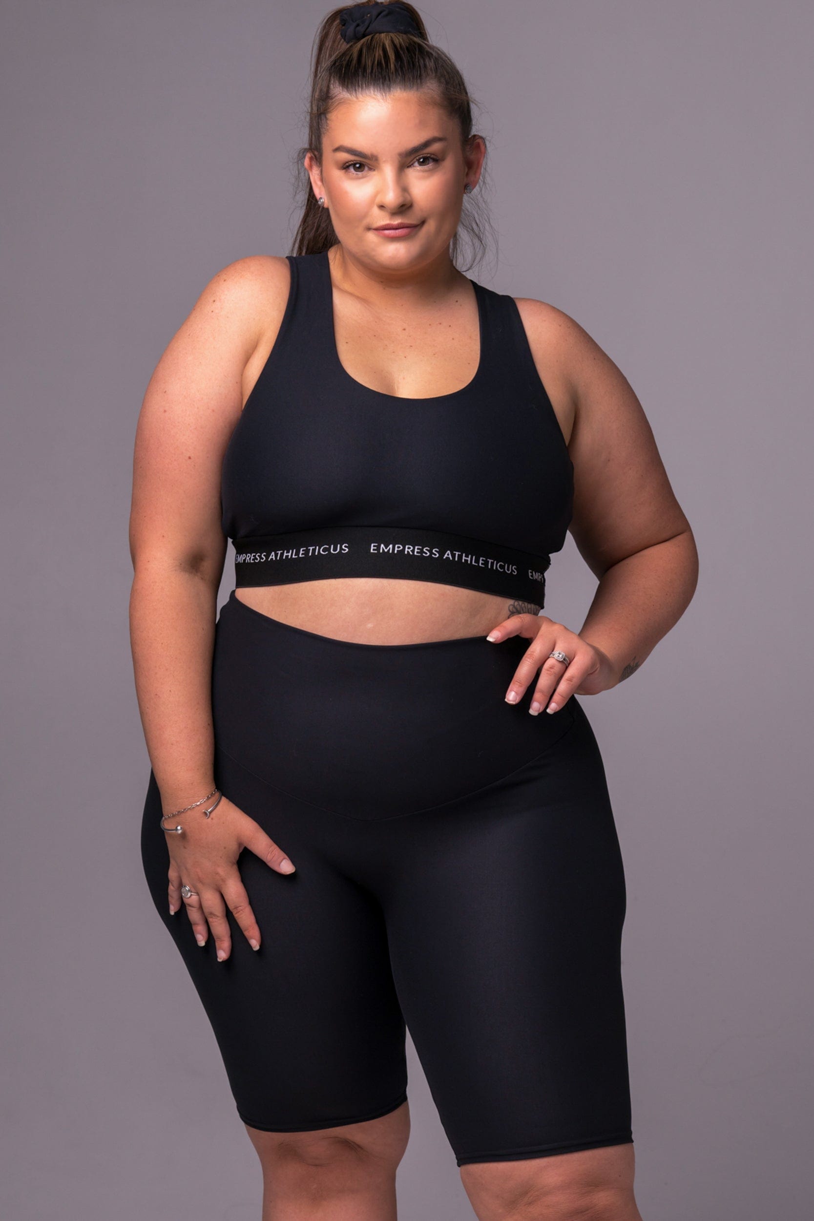 Black Dynamic High Waisted Seamless Front Bike Shorts