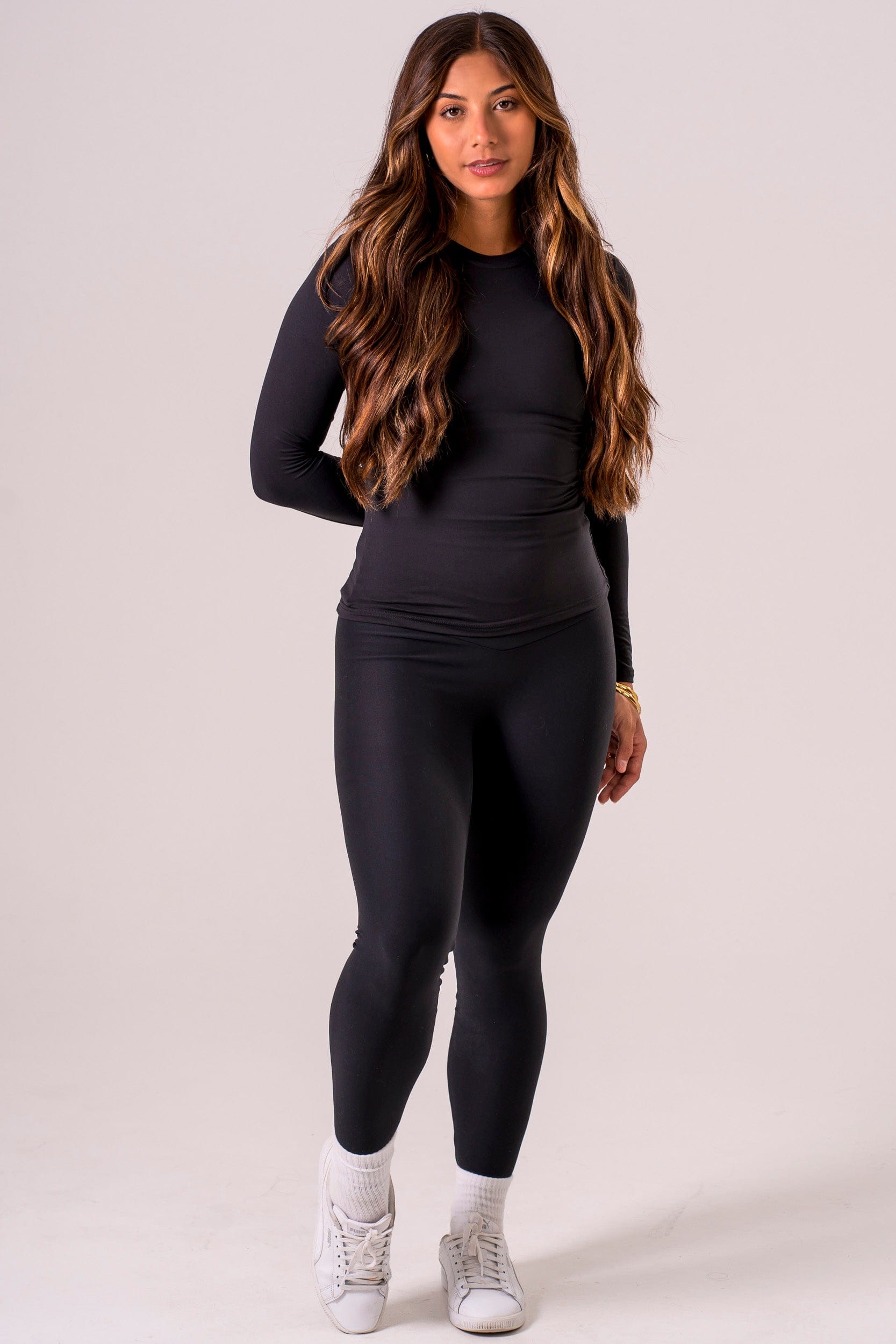 Black Fitted Long Sleeve Tee