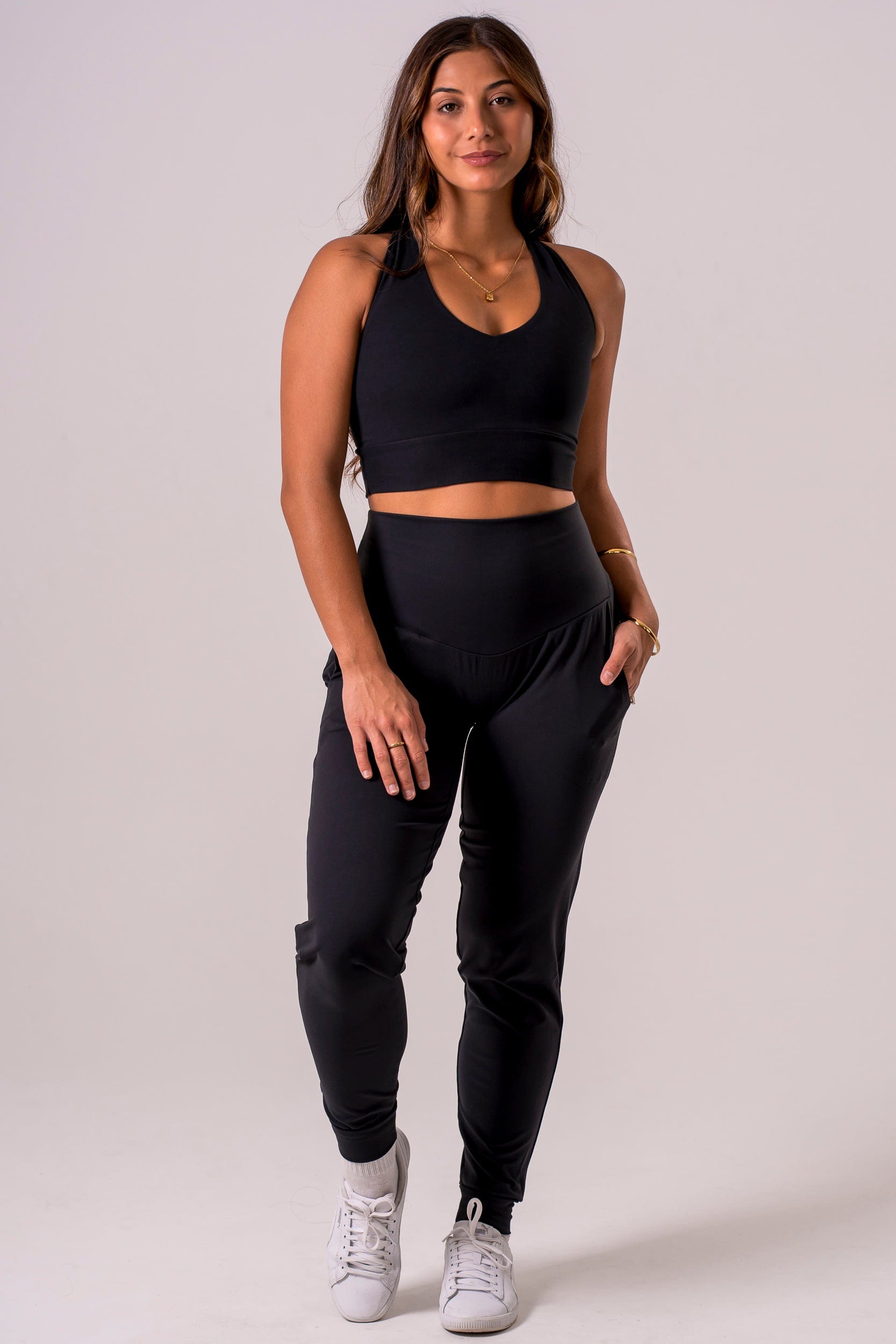 Black Luxe Long Jogger