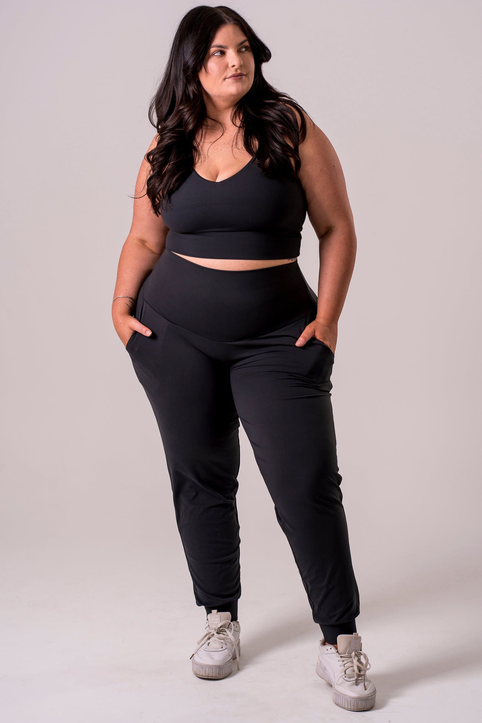 Black Luxe Long Jogger