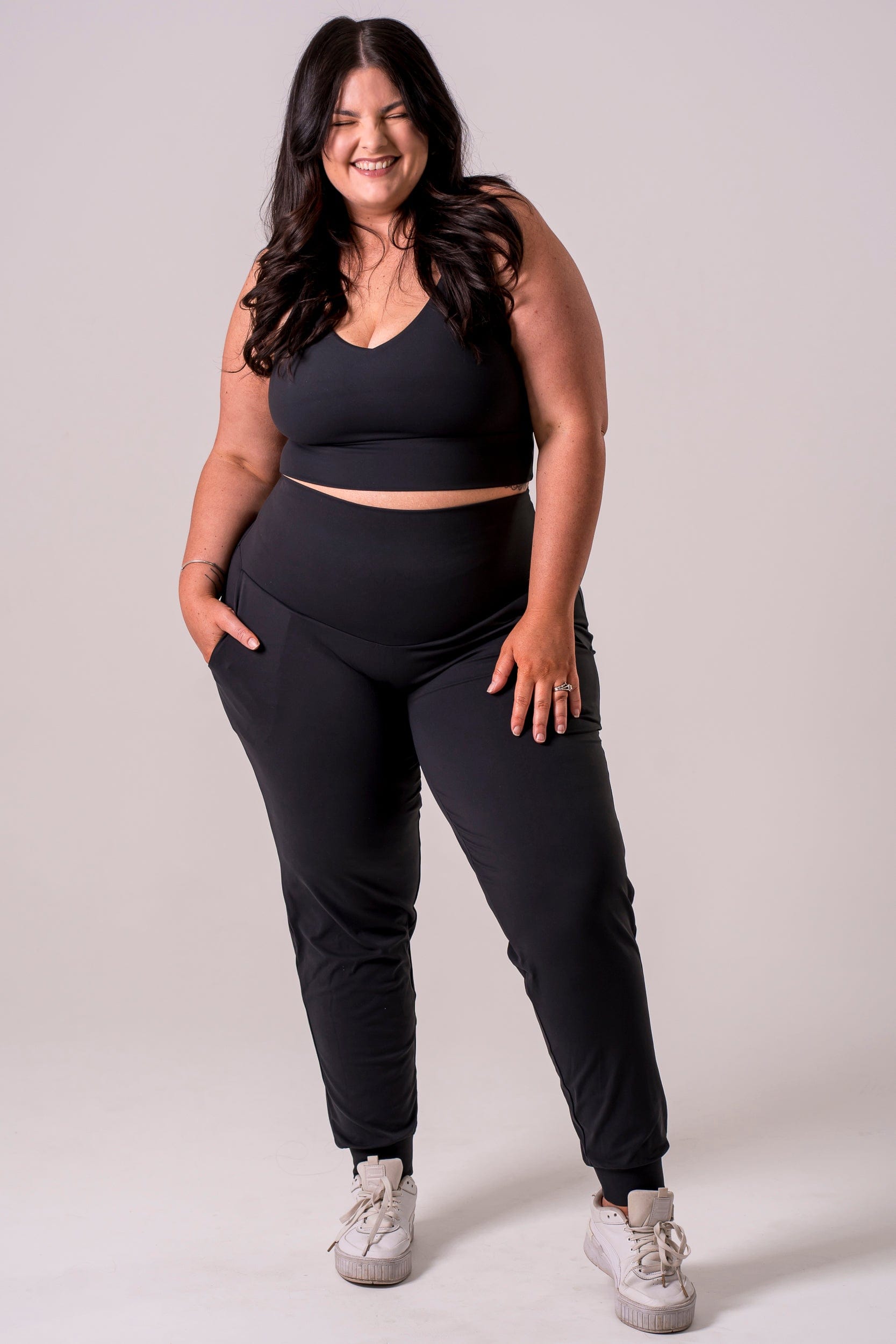 Black Luxe Long Jogger