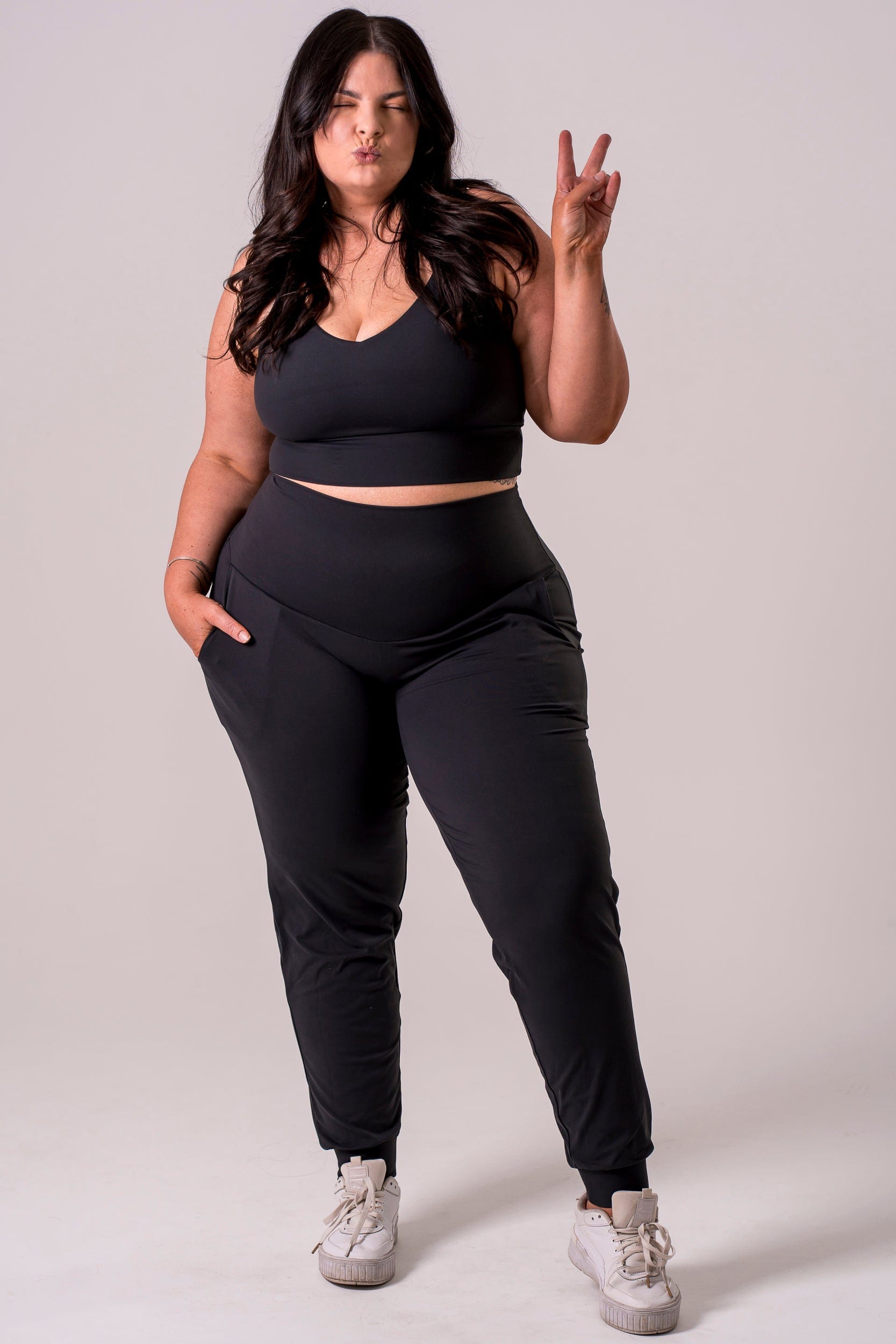 Black Luxe Long Jogger