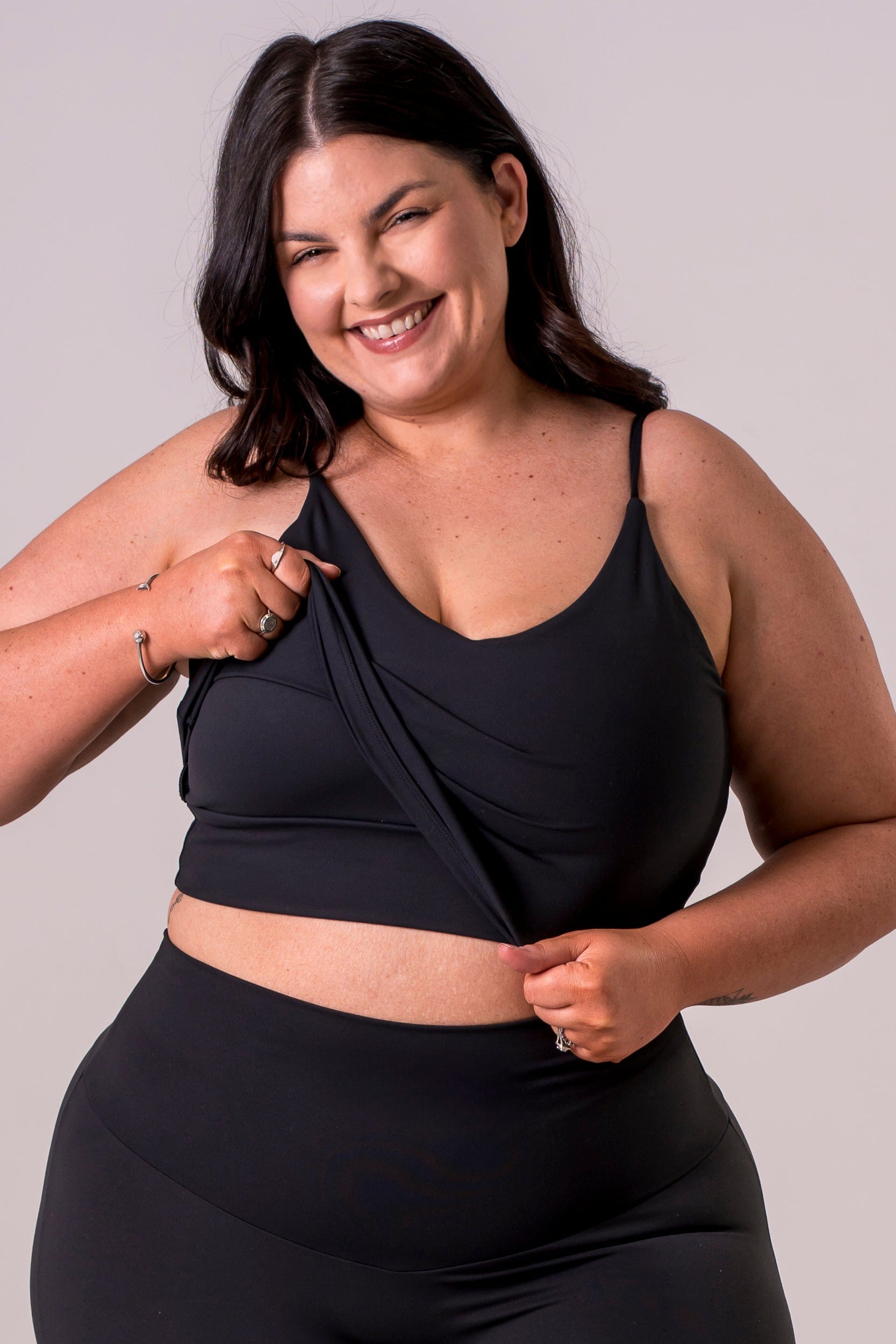 Black Luxe Longline Crop