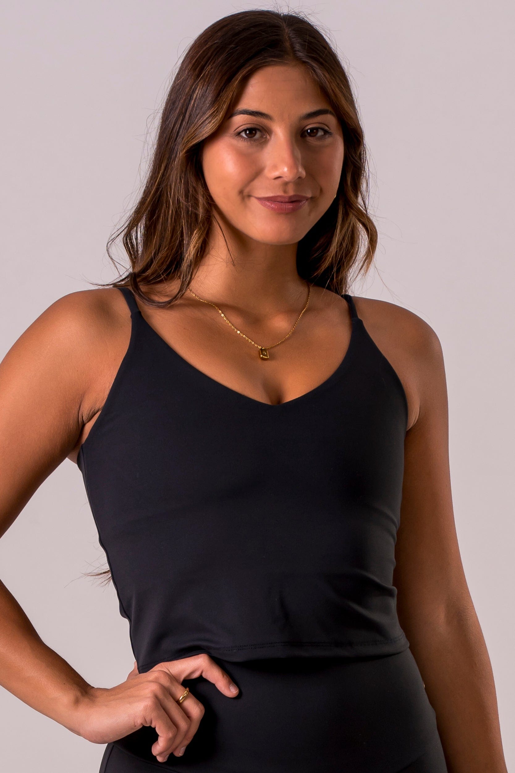 Black Luxe Longline Crop