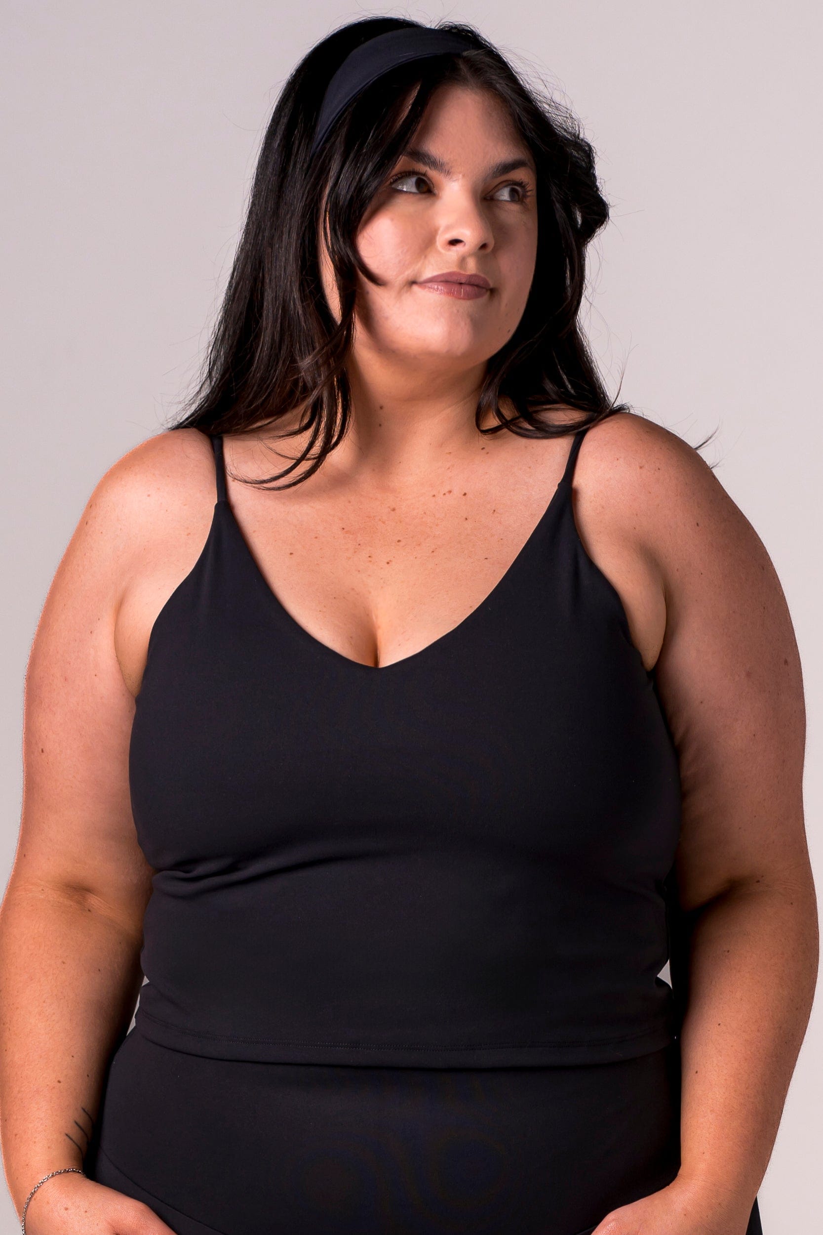 Black Luxe Longline Crop