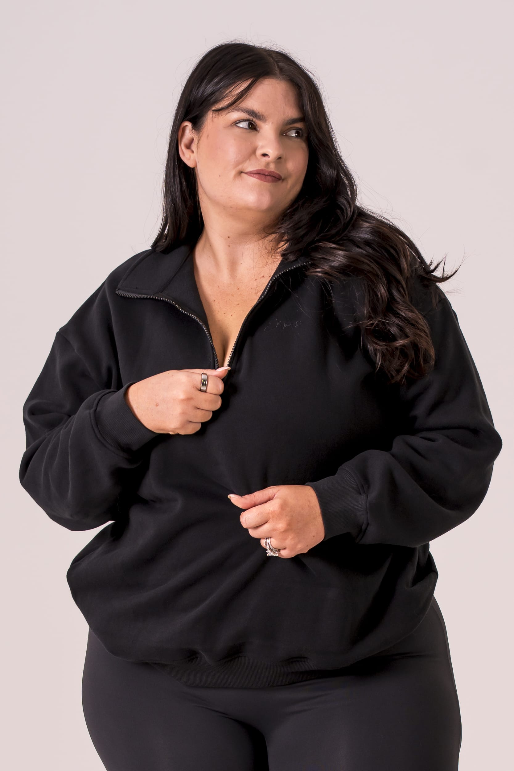 Black Quarter Zip Sweater