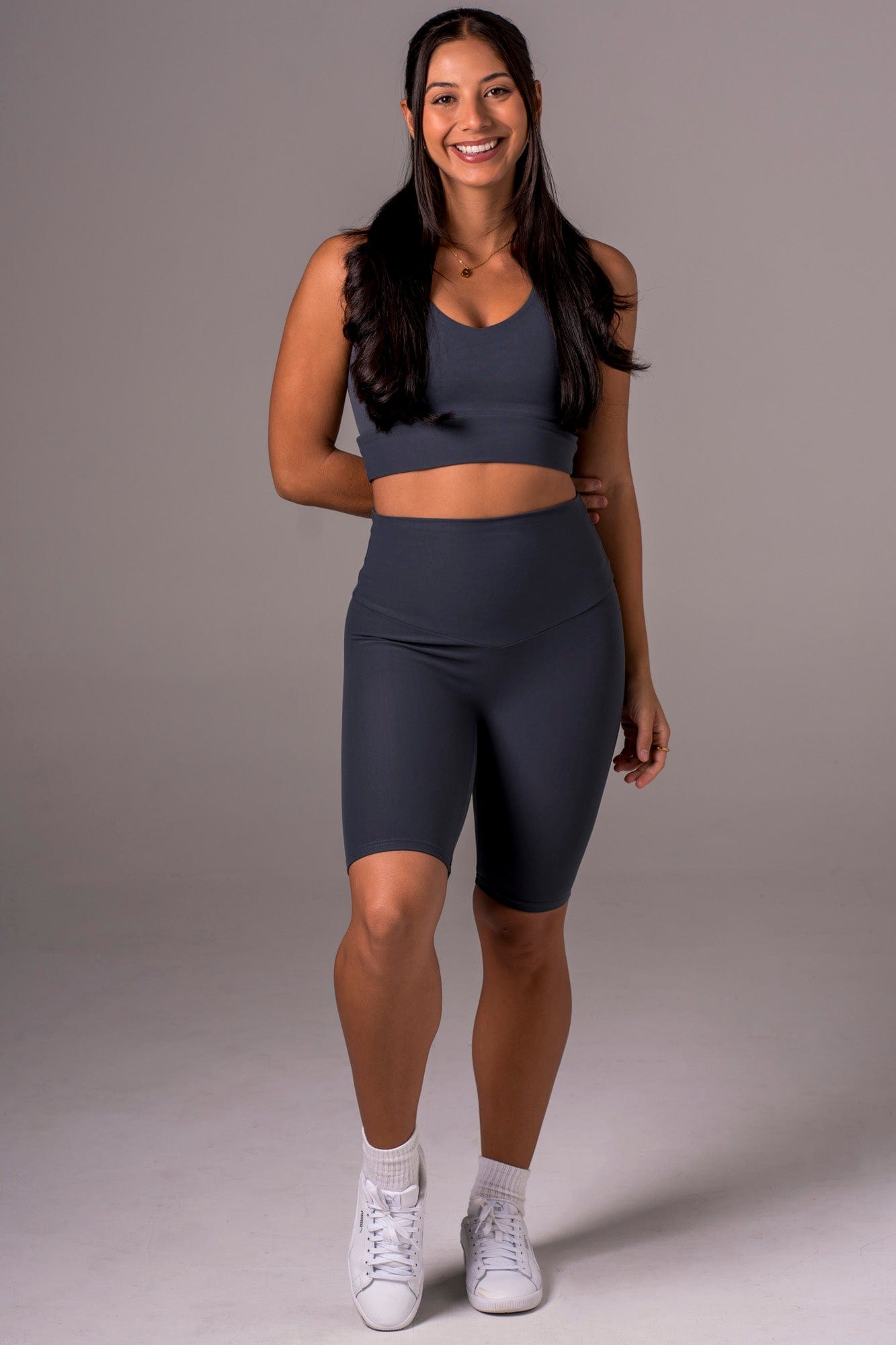 Charcoal Dynamic High Waisted Bike Shorts
