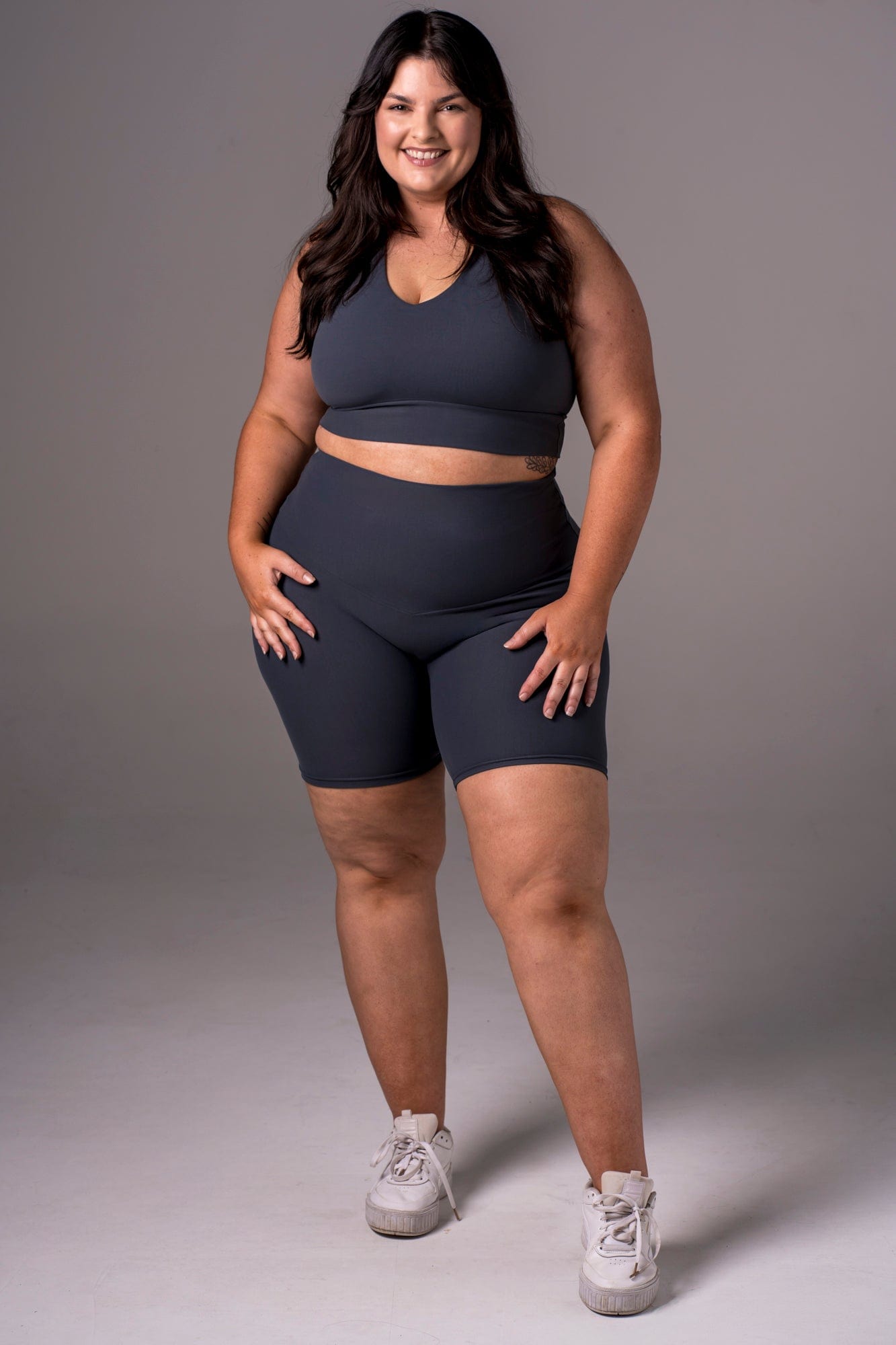 Charcoal Dynamic High Waisted Booty Shorts