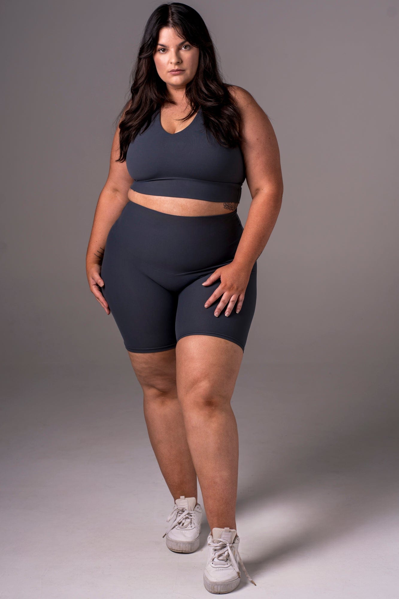 Charcoal Dynamic High Waisted Booty Shorts