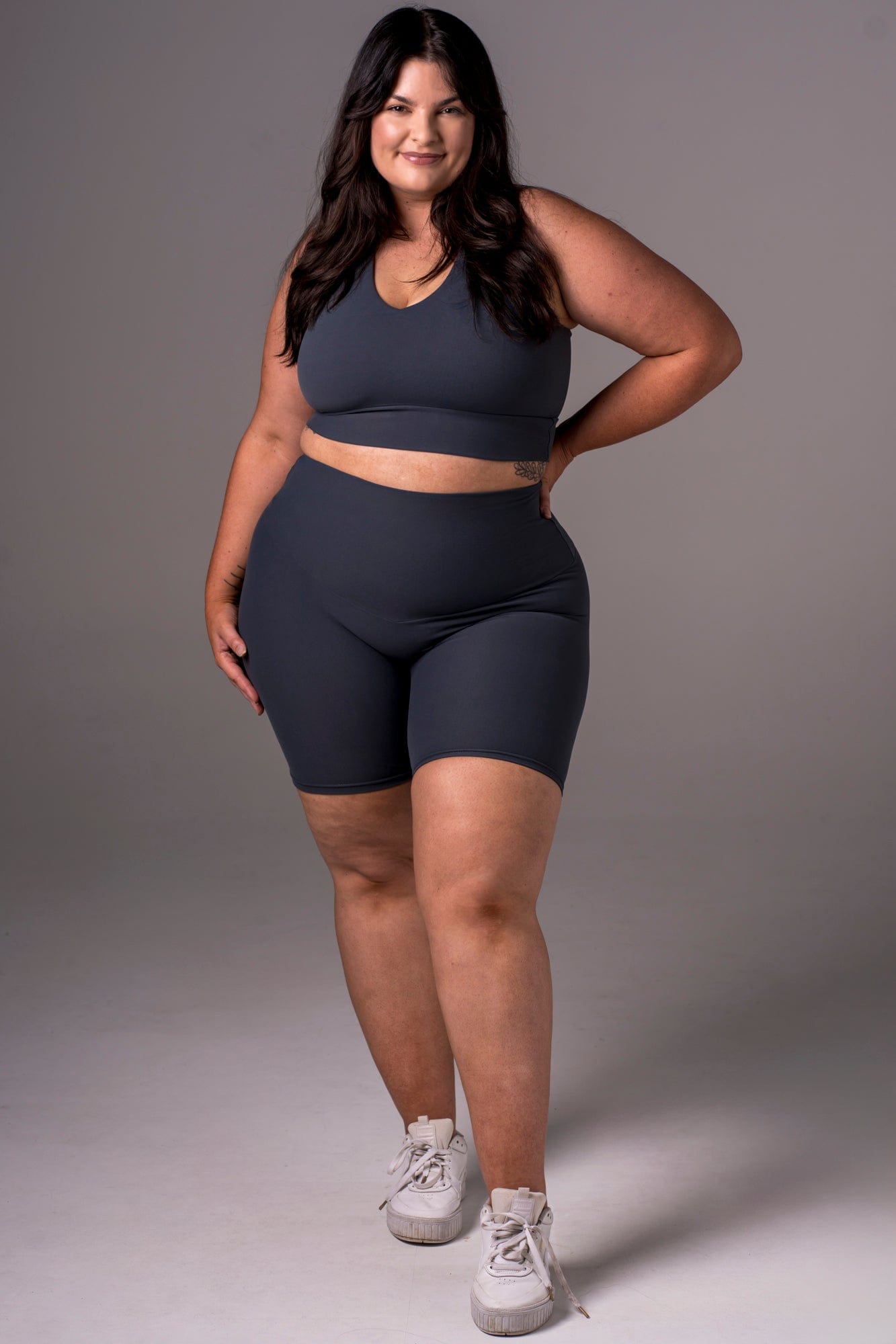 Charcoal Dynamic High Waisted Booty Shorts