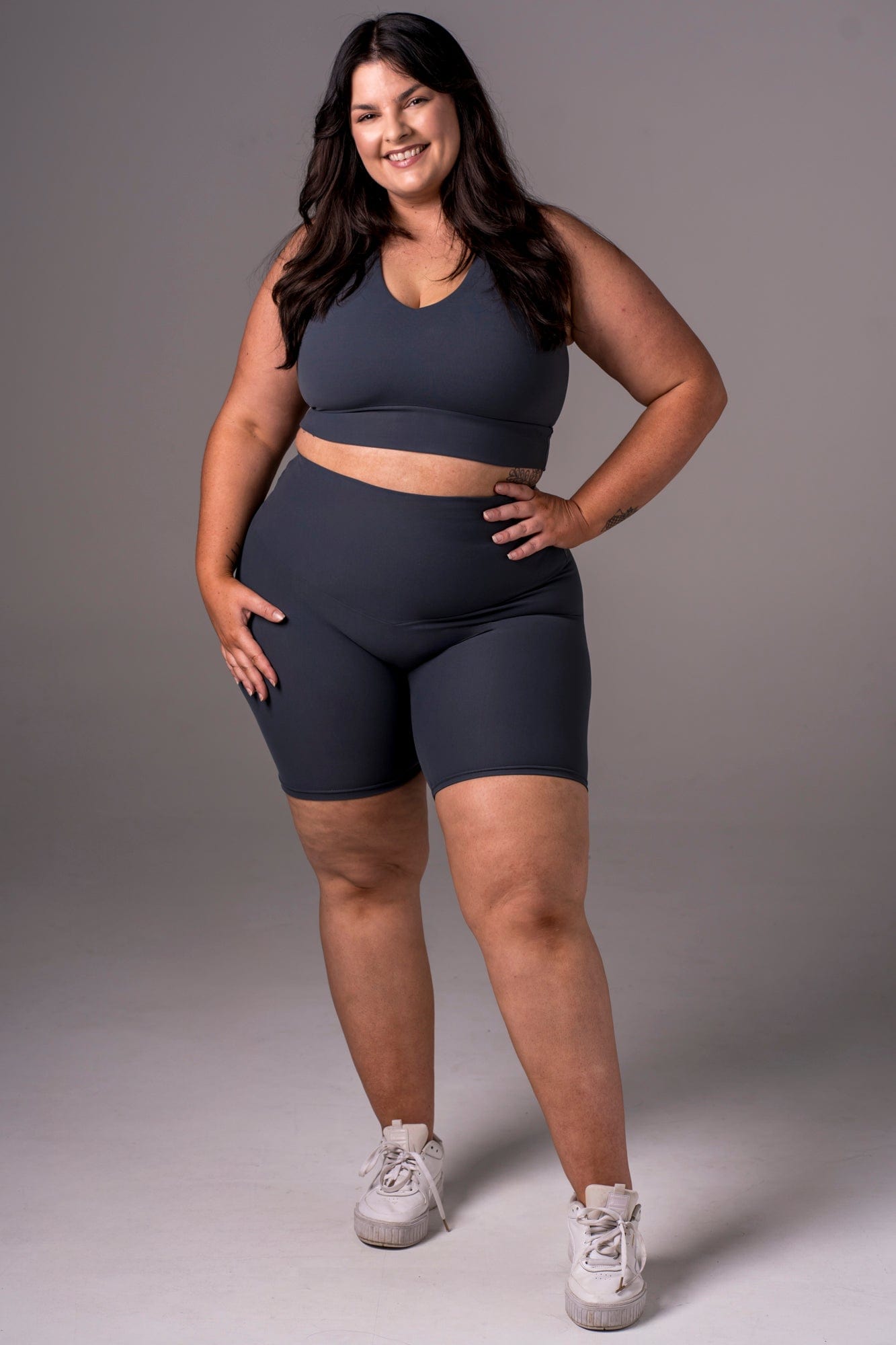 Charcoal Dynamic High Waisted Booty Shorts