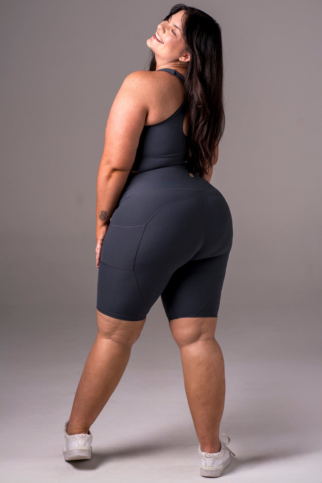 Charcoal Dynamic High Waisted Pocket Shaper Bike Shorts