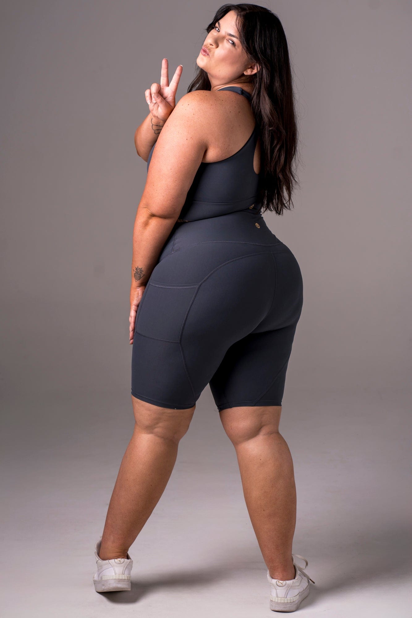 Charcoal Dynamic High Waisted Pocket Shaper Bike Shorts