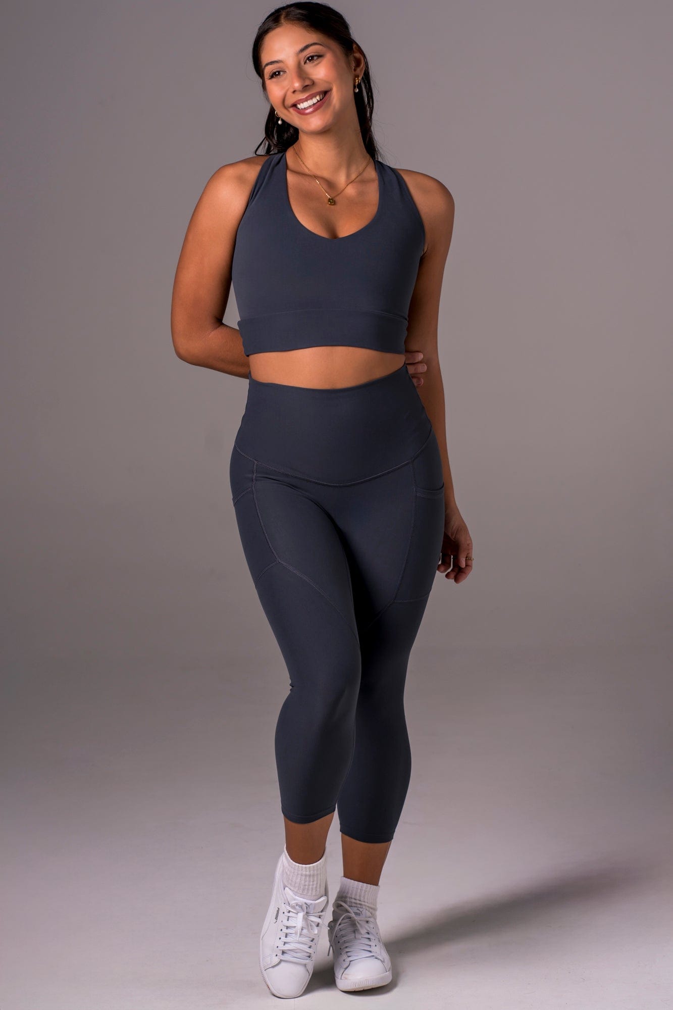 Charcoal Dynamic High Waisted Pocket Shaper Capri Leggings