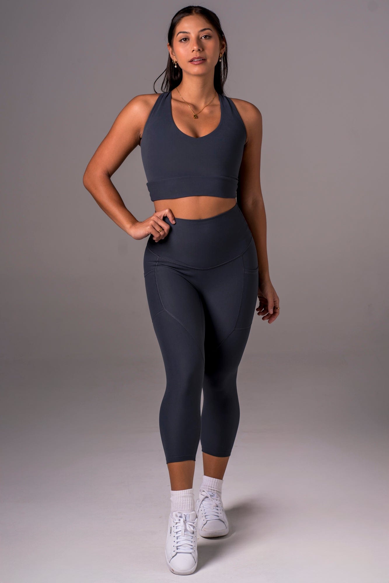 Charcoal Dynamic High Waisted Pocket Shaper Capri Leggings