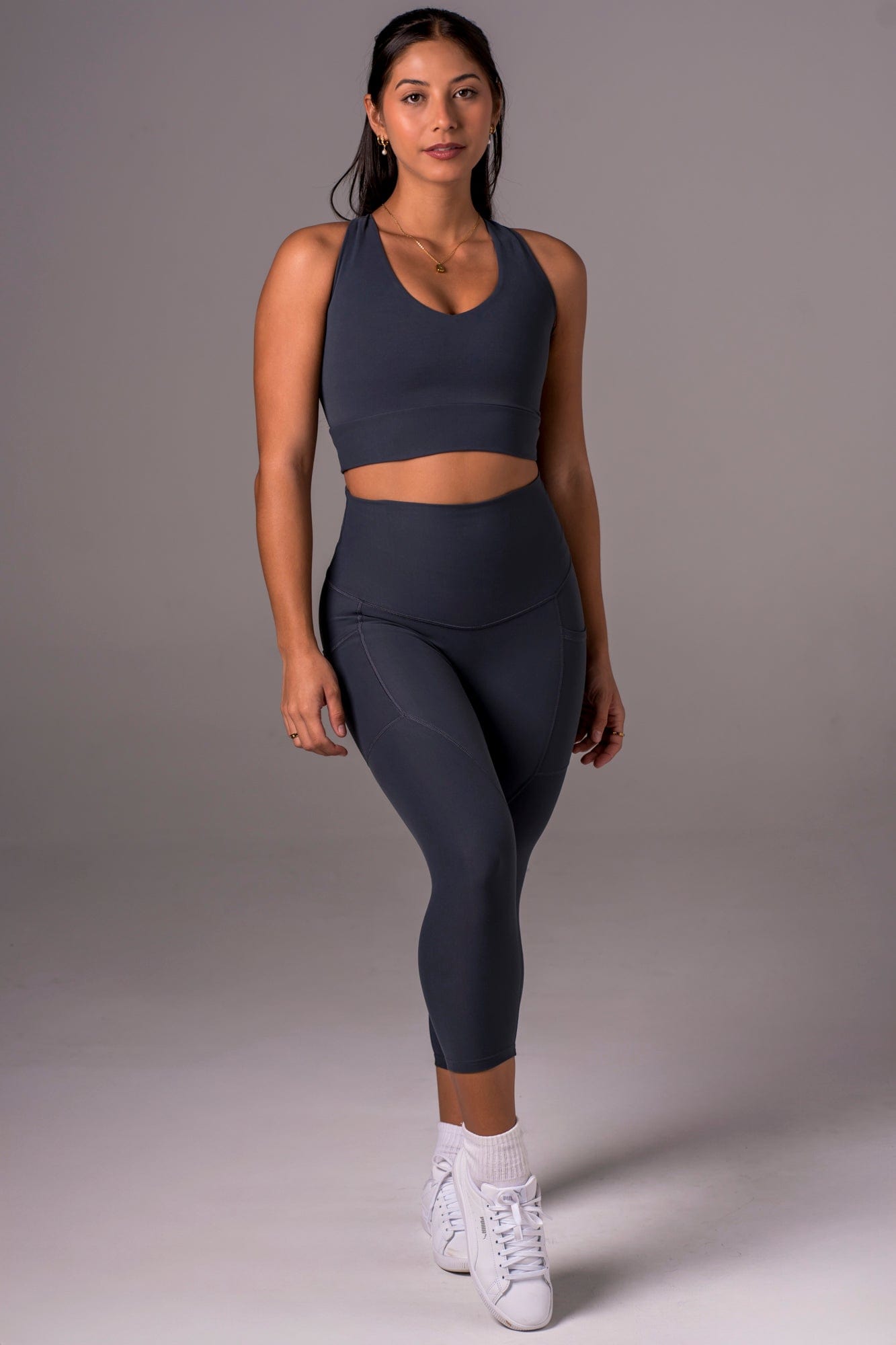 Charcoal Dynamic High Waisted Pocket Shaper Capri Leggings