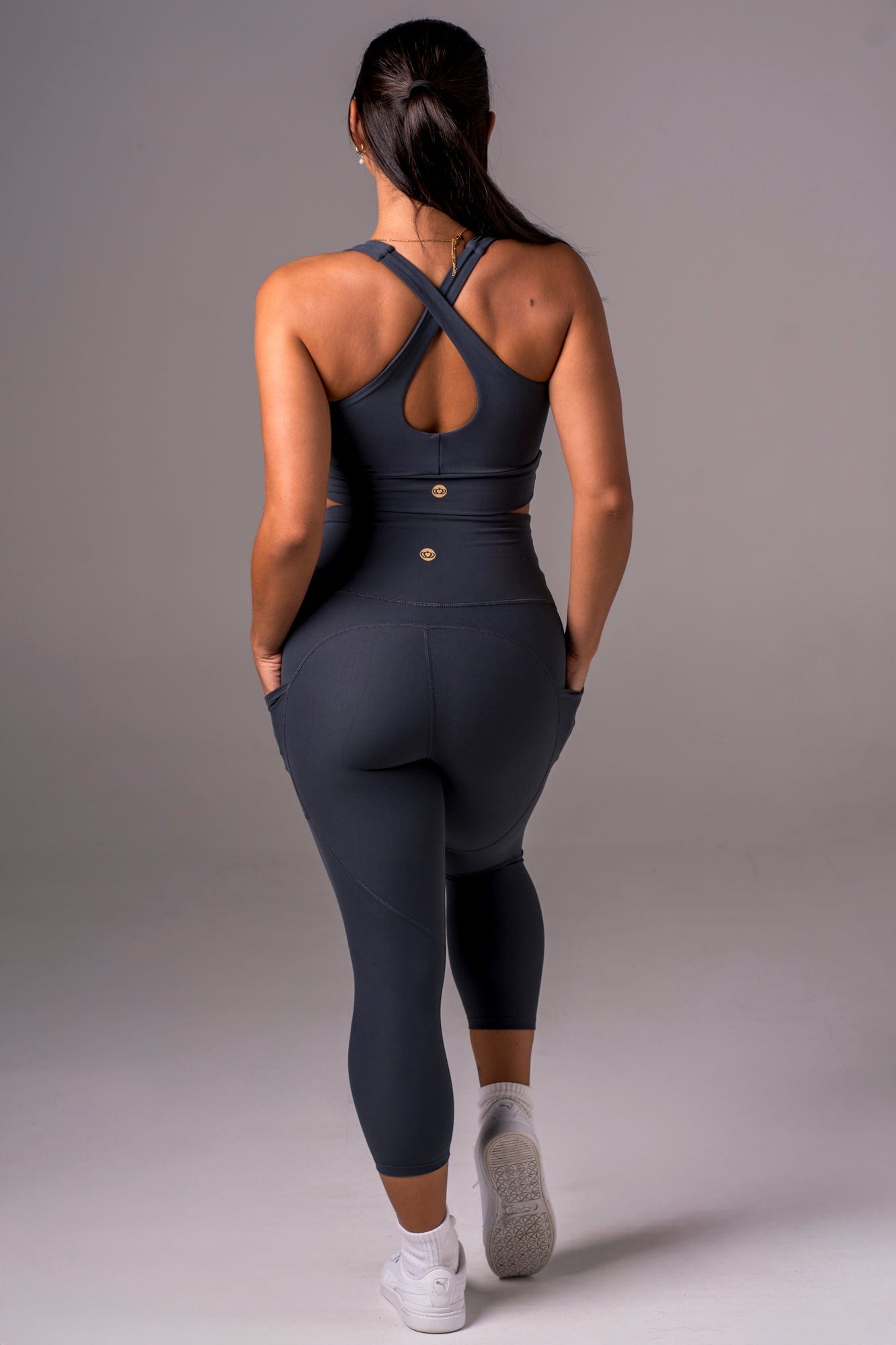 Charcoal Dynamic High Waisted Pocket Shaper Capri Leggings
