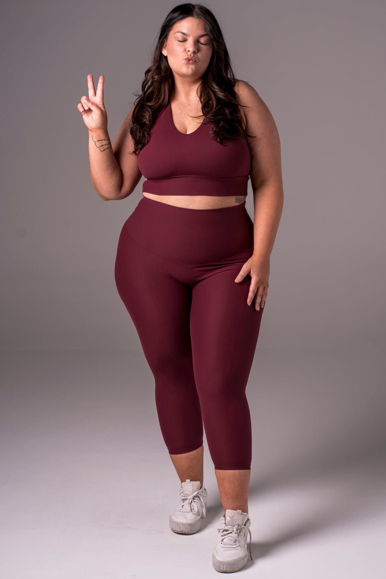 Cherry Cola Dynamic High Waisted Capri Leggings